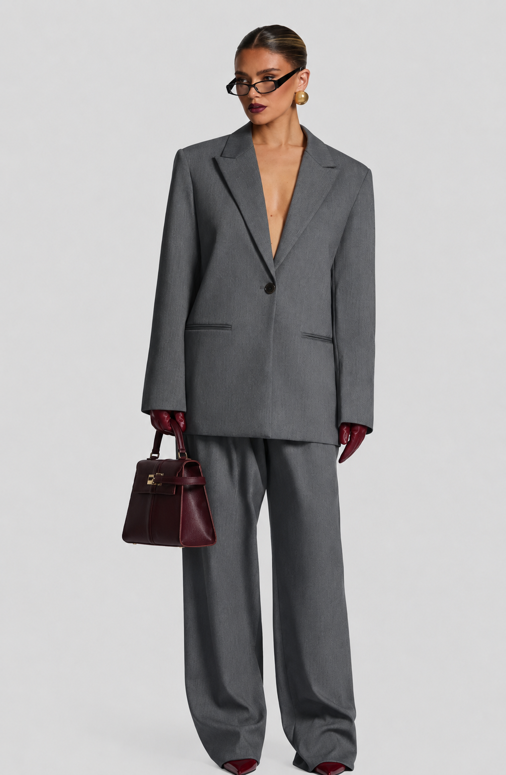 Lucía - Blazer Sartoriale Grigio Melange Boxy