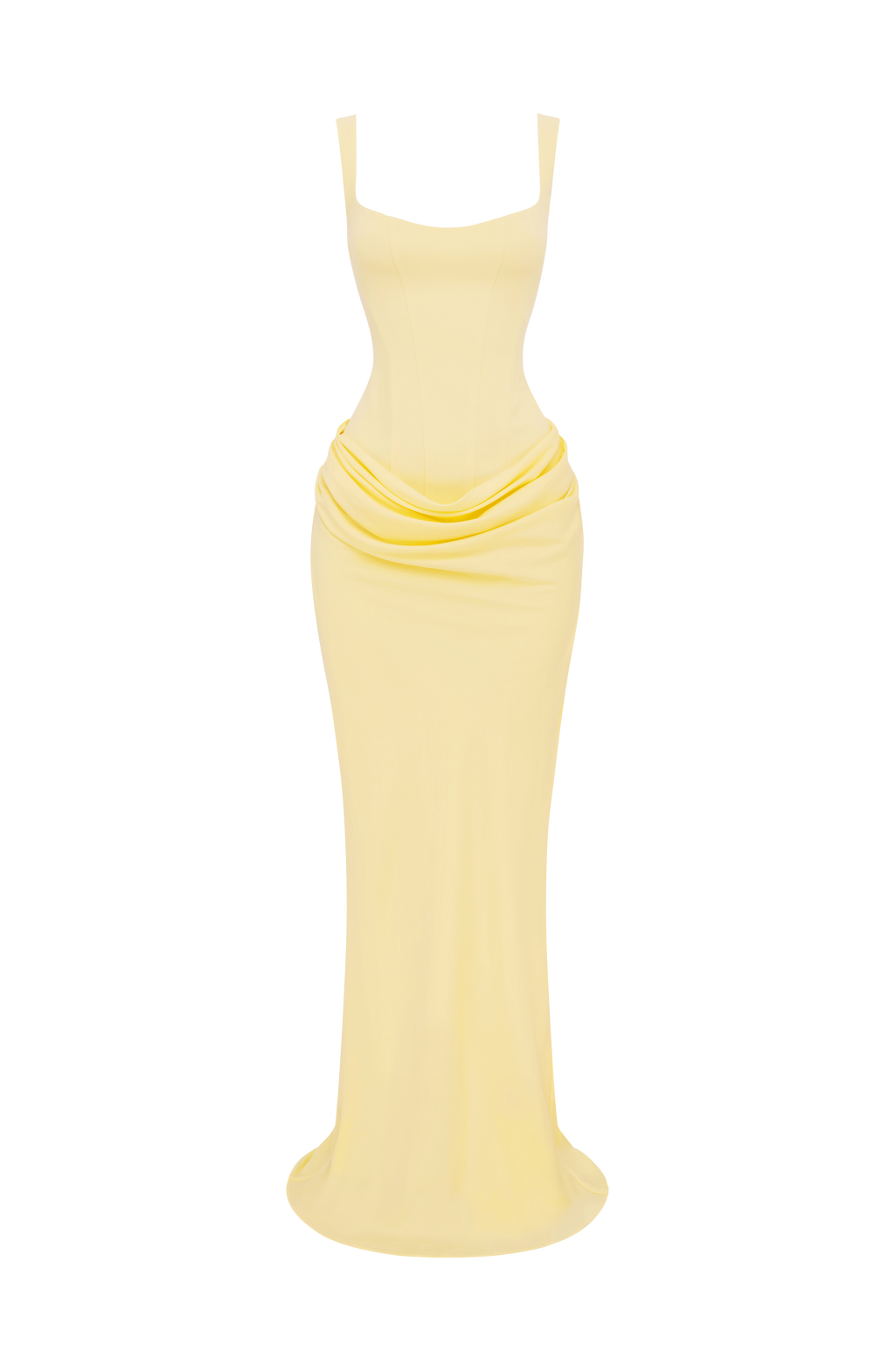 Denisa - Abito Maxi in Crêpe Giallo Limone