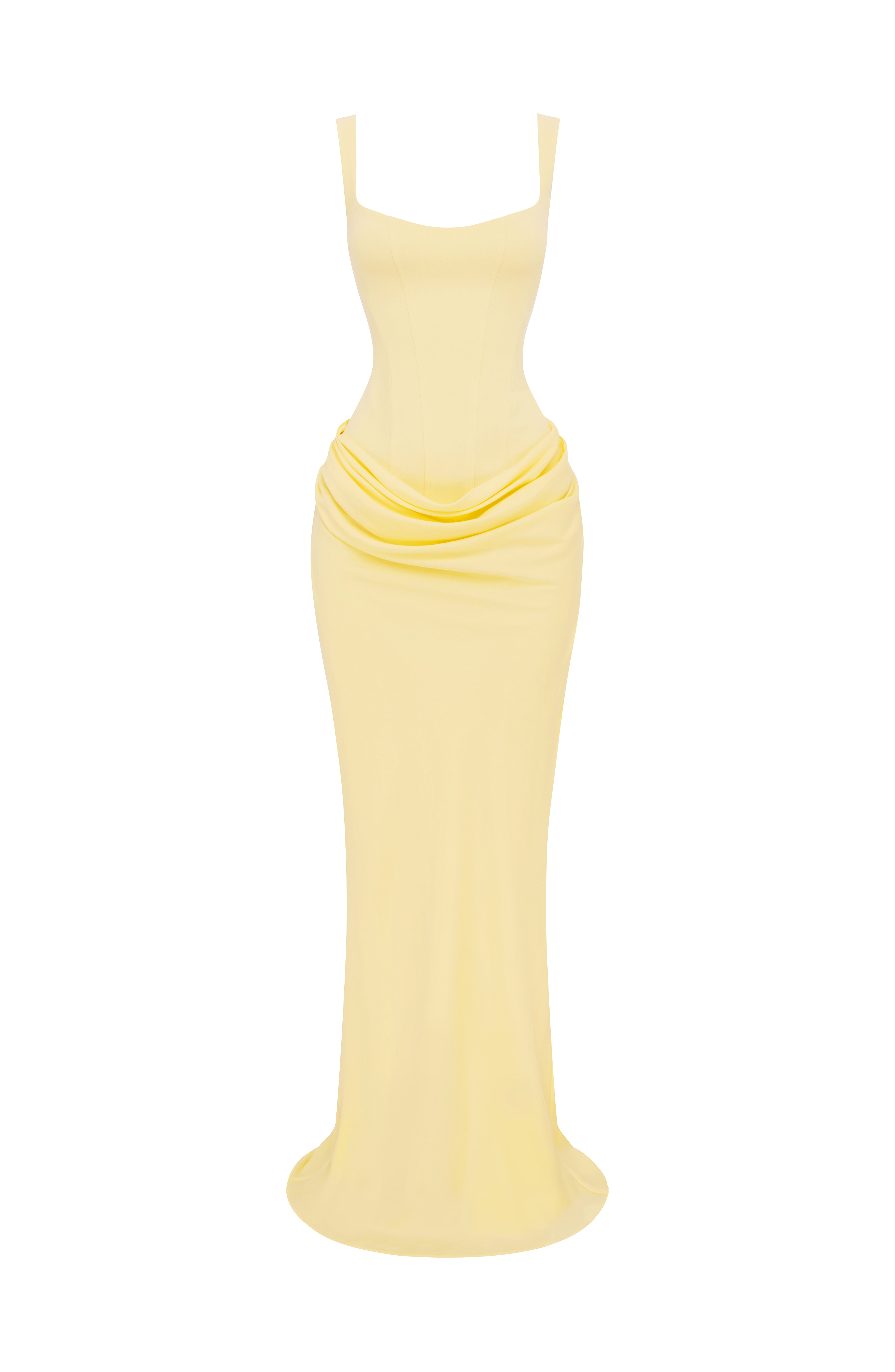Denisa - Abito Maxi in Crêpe Giallo Limone