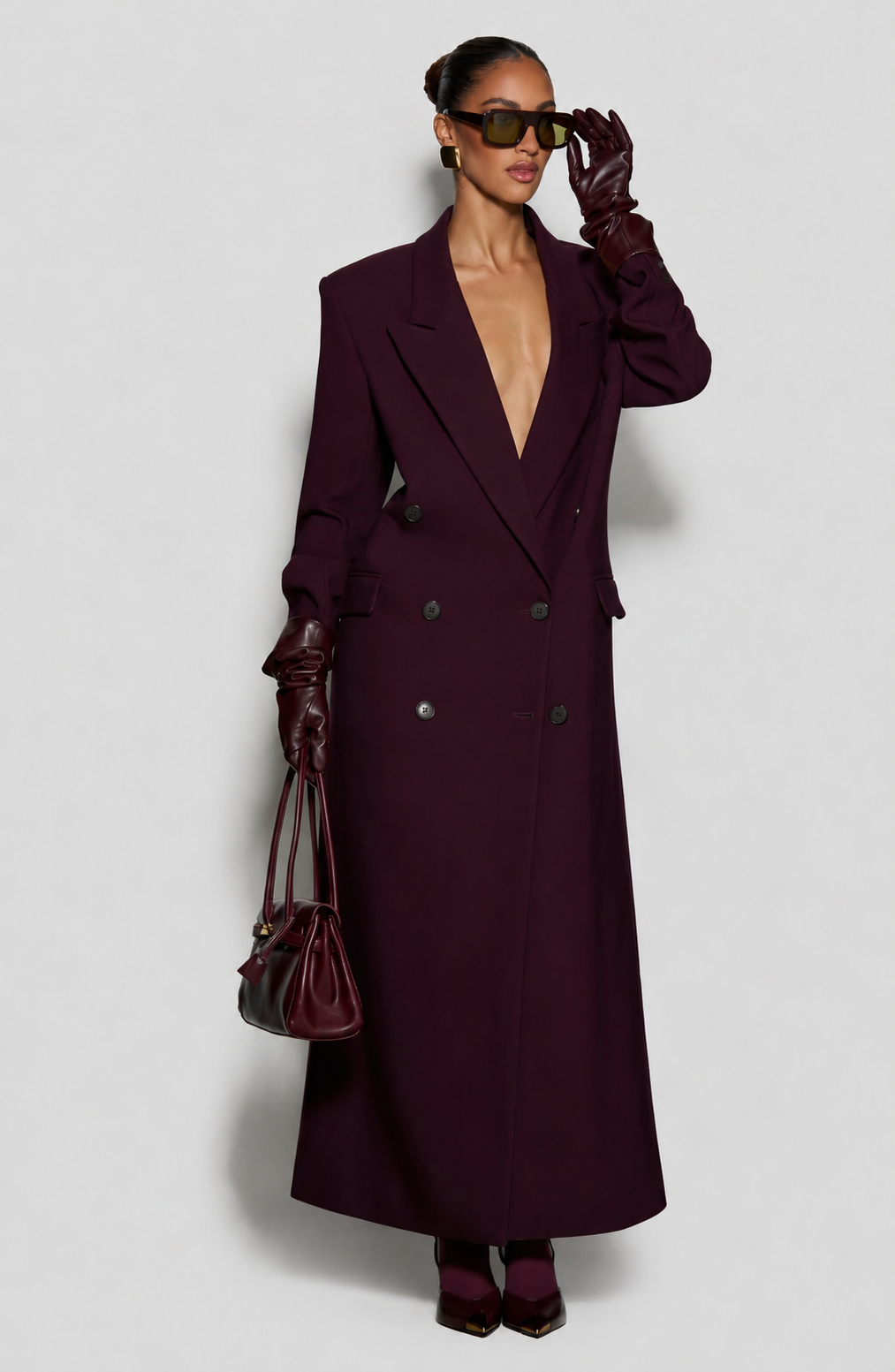 Jimena - Cappotto Lungo Strutturato Prugna