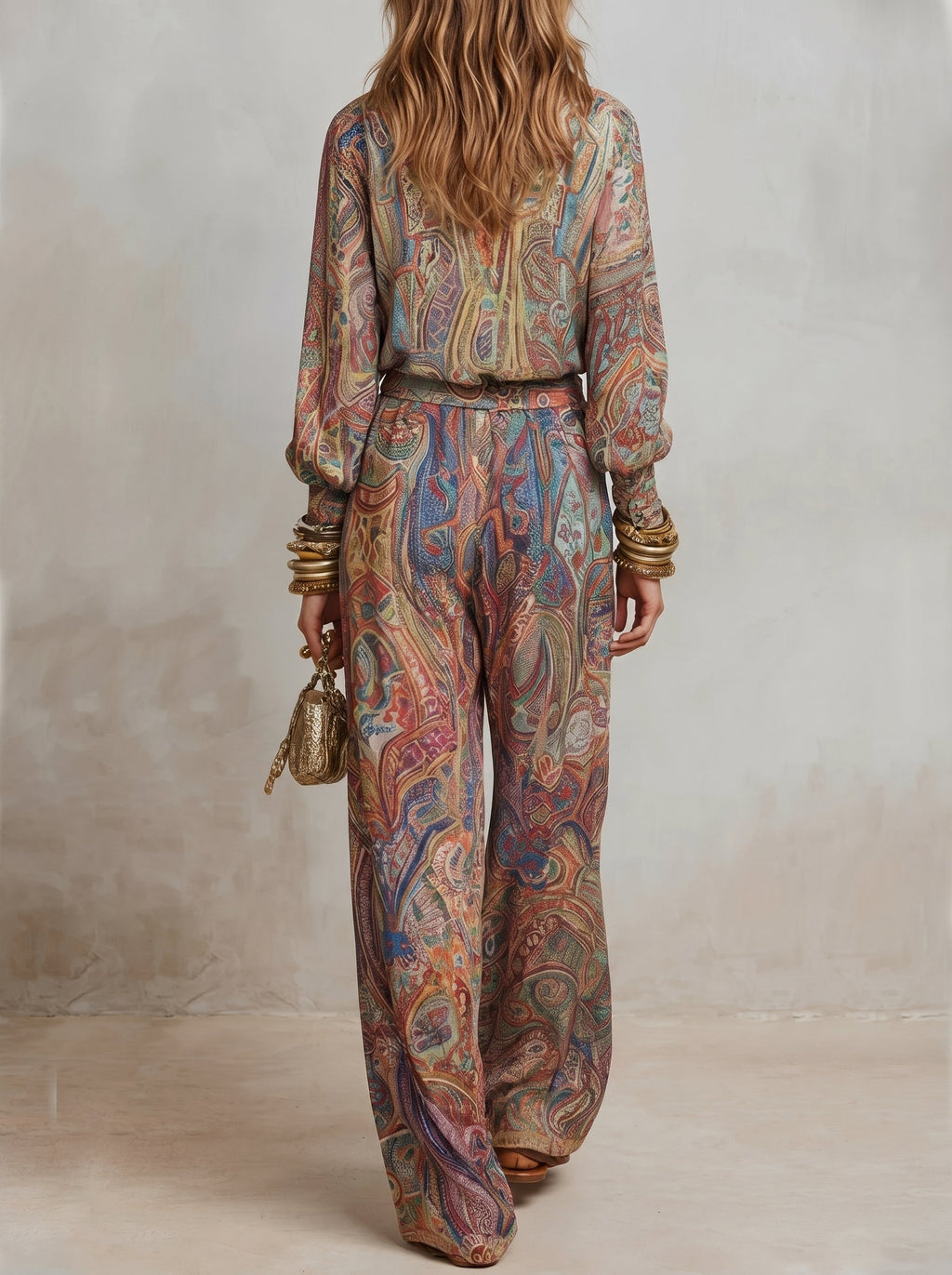 Maya - Completo da Gala in Palazzo con Stampa Paisley
