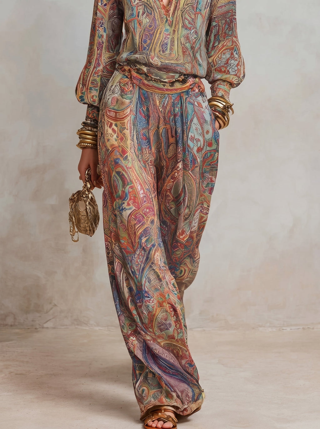 Maya - Completo da Gala in Palazzo con Stampa Paisley