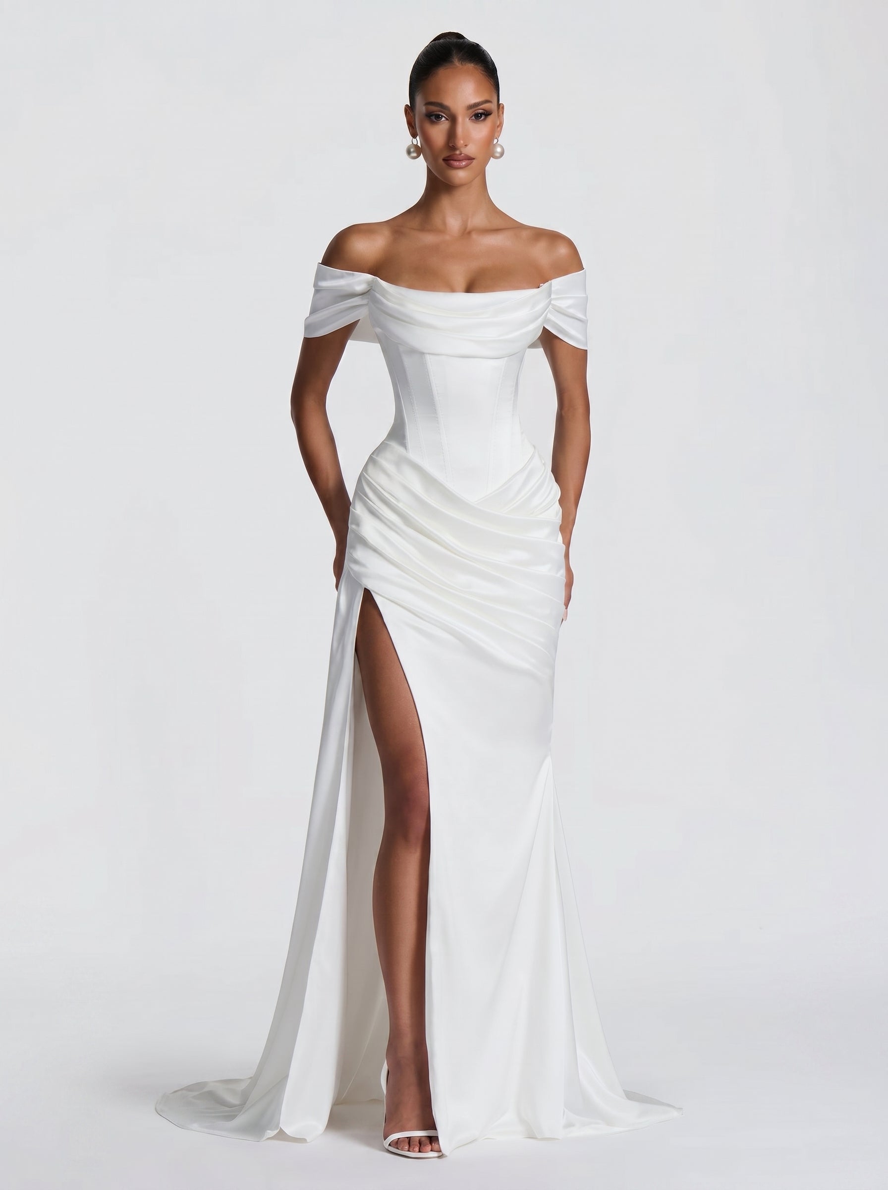 Lola - Abito Sirena in Raso Bianco