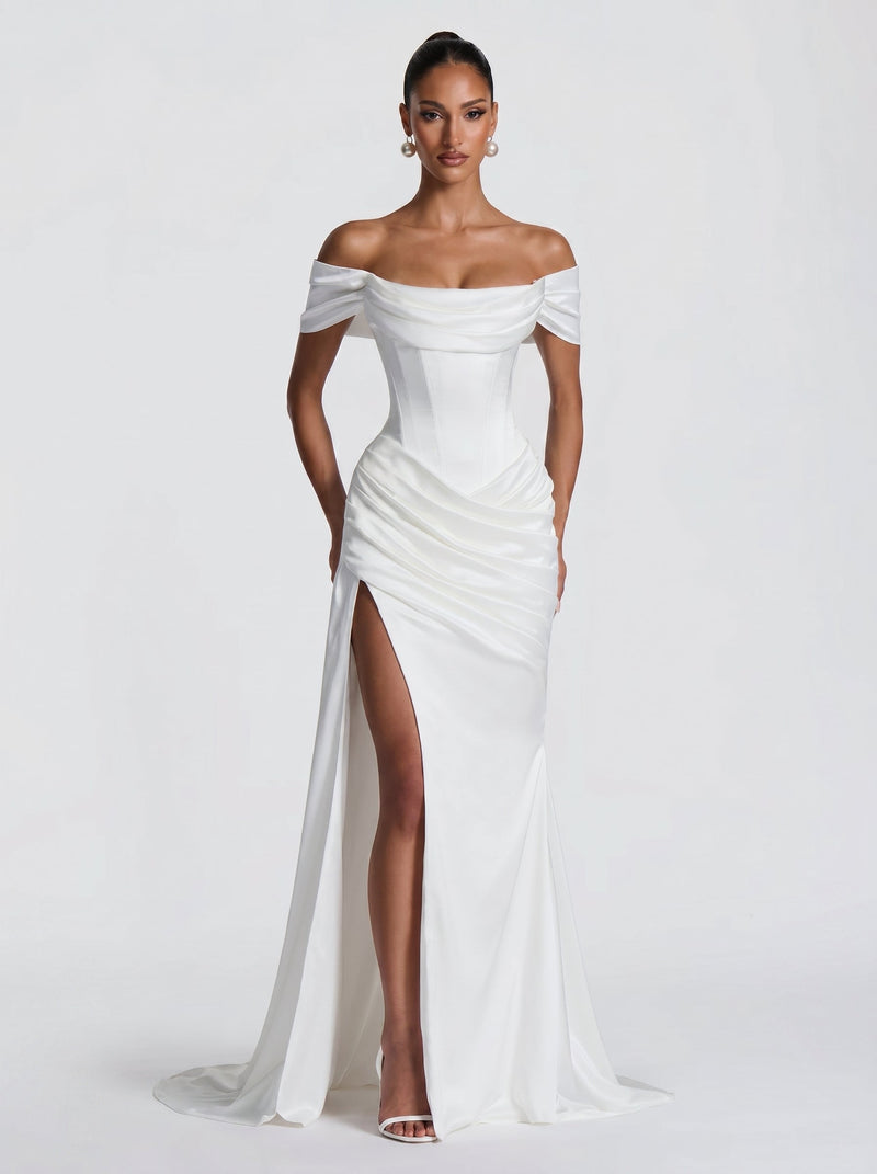 Lola - Abito Sirena in Raso Bianco
