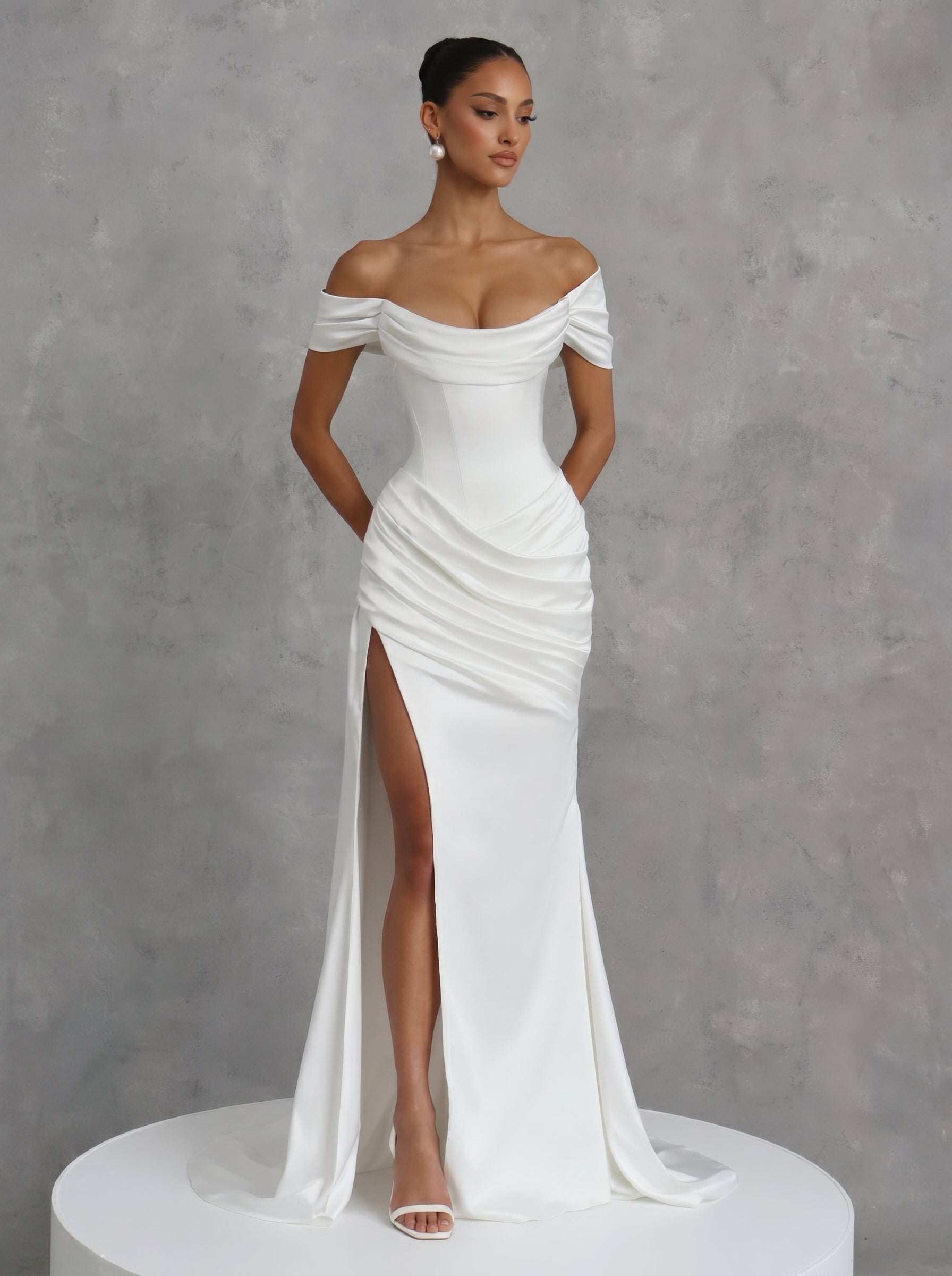 Lola - Abito Sirena in Raso Bianco