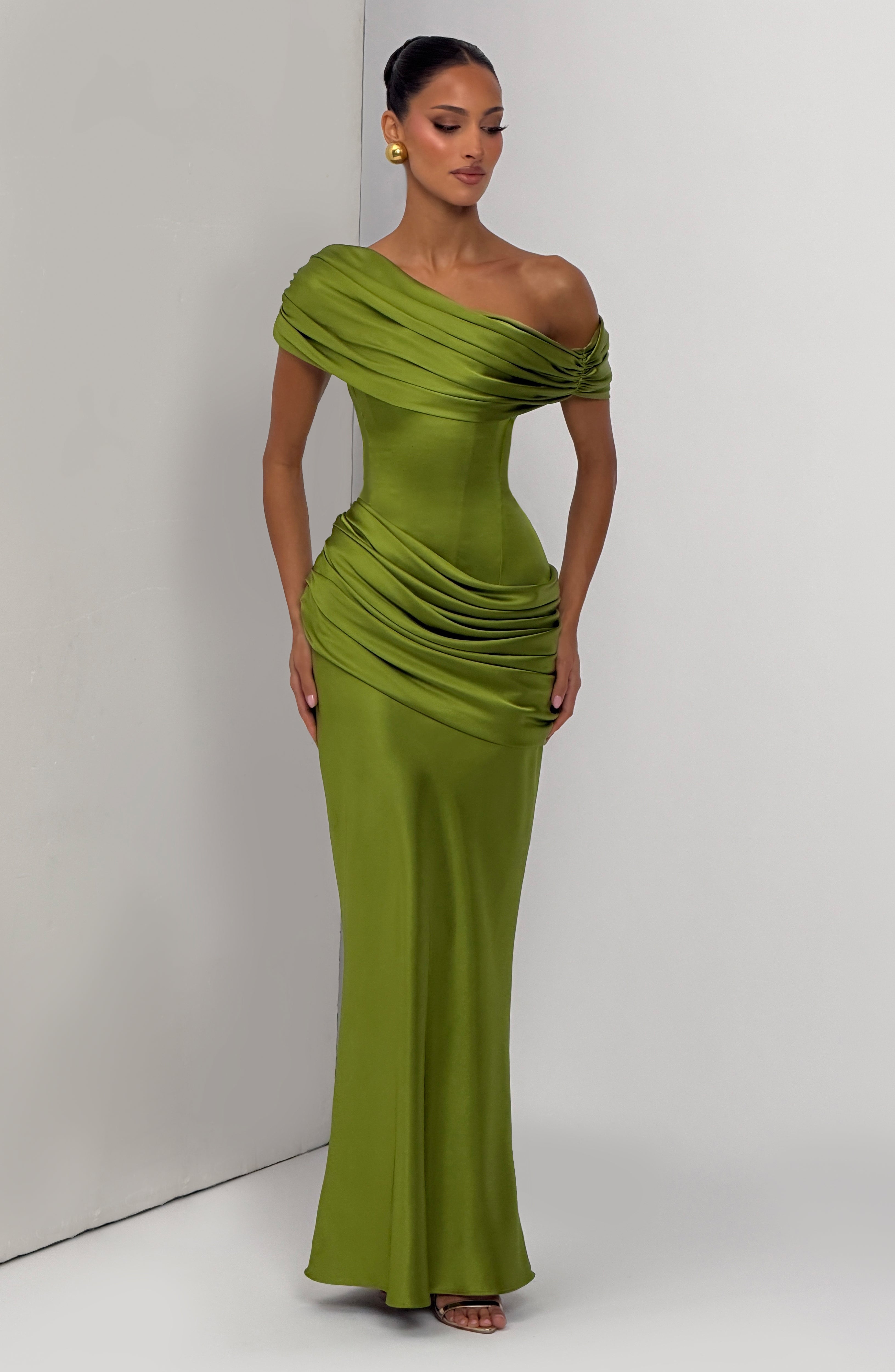 Lara - Abito Lungo Verde Oliva
