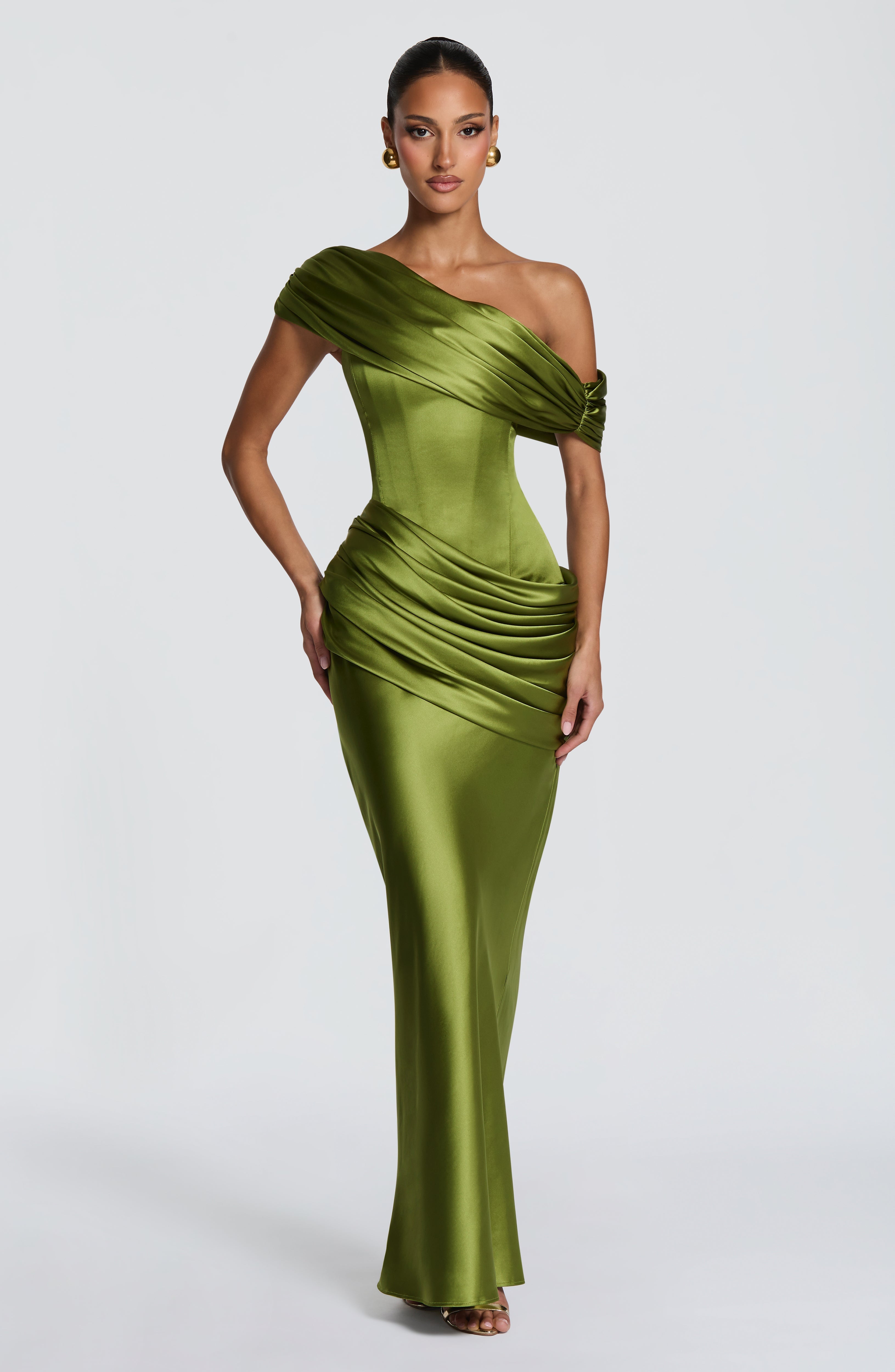 Lara - Abito Lungo Verde Oliva
