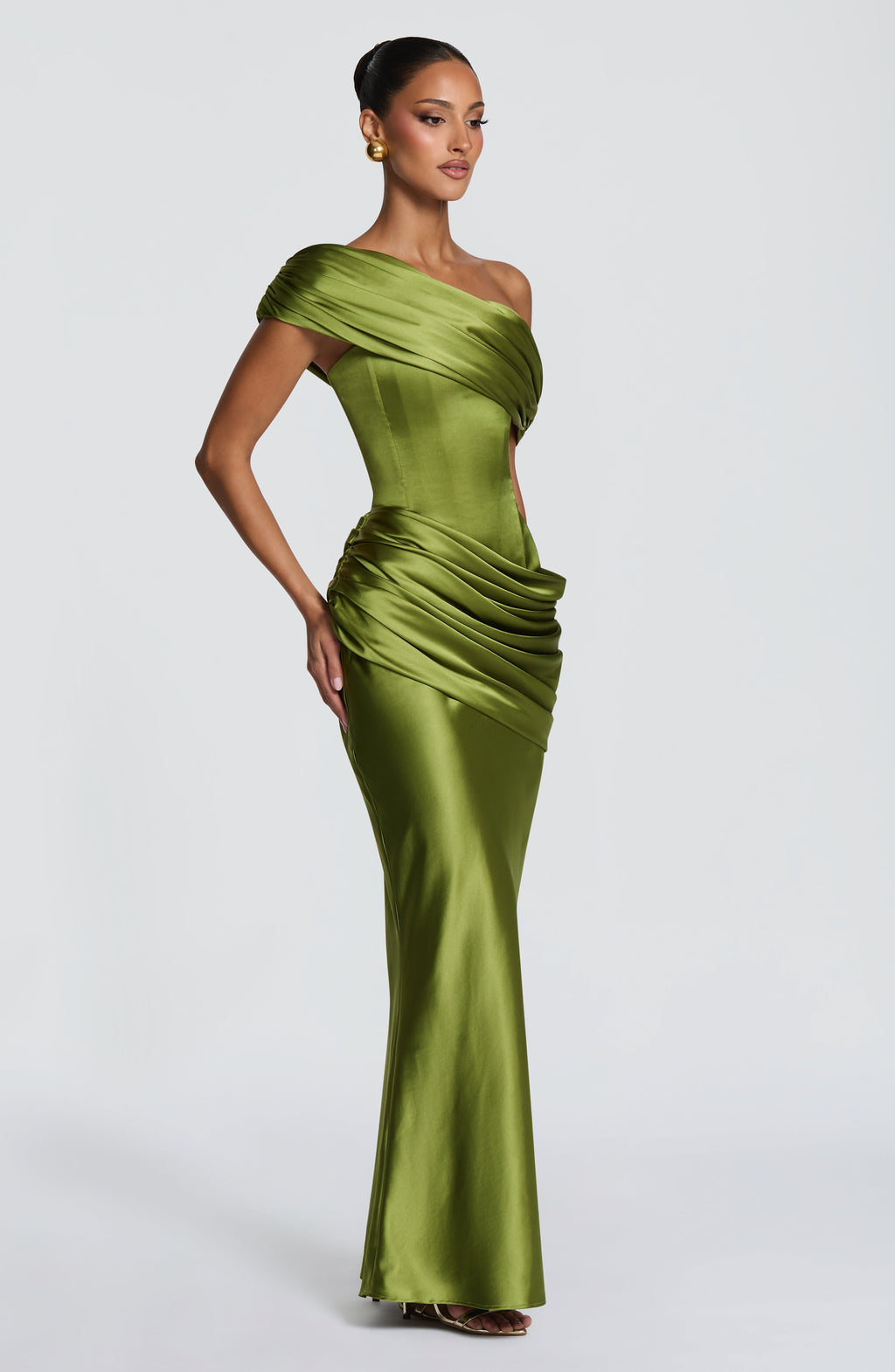 Lara - Abito Lungo Verde Oliva