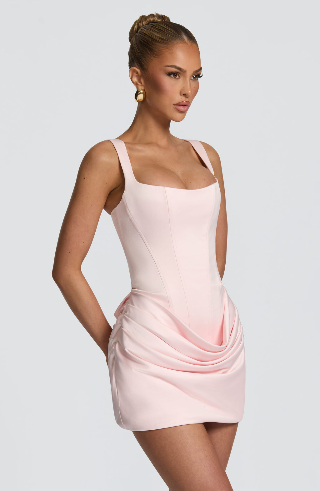 Imogen - Abito Mini in Raso Rosa Cipria