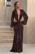 Andrina - Abito Maxi in Chiffon con Stampa Leopardo