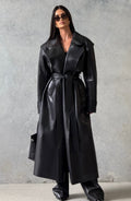 Sofía - Gabardina in Similpelle Nera