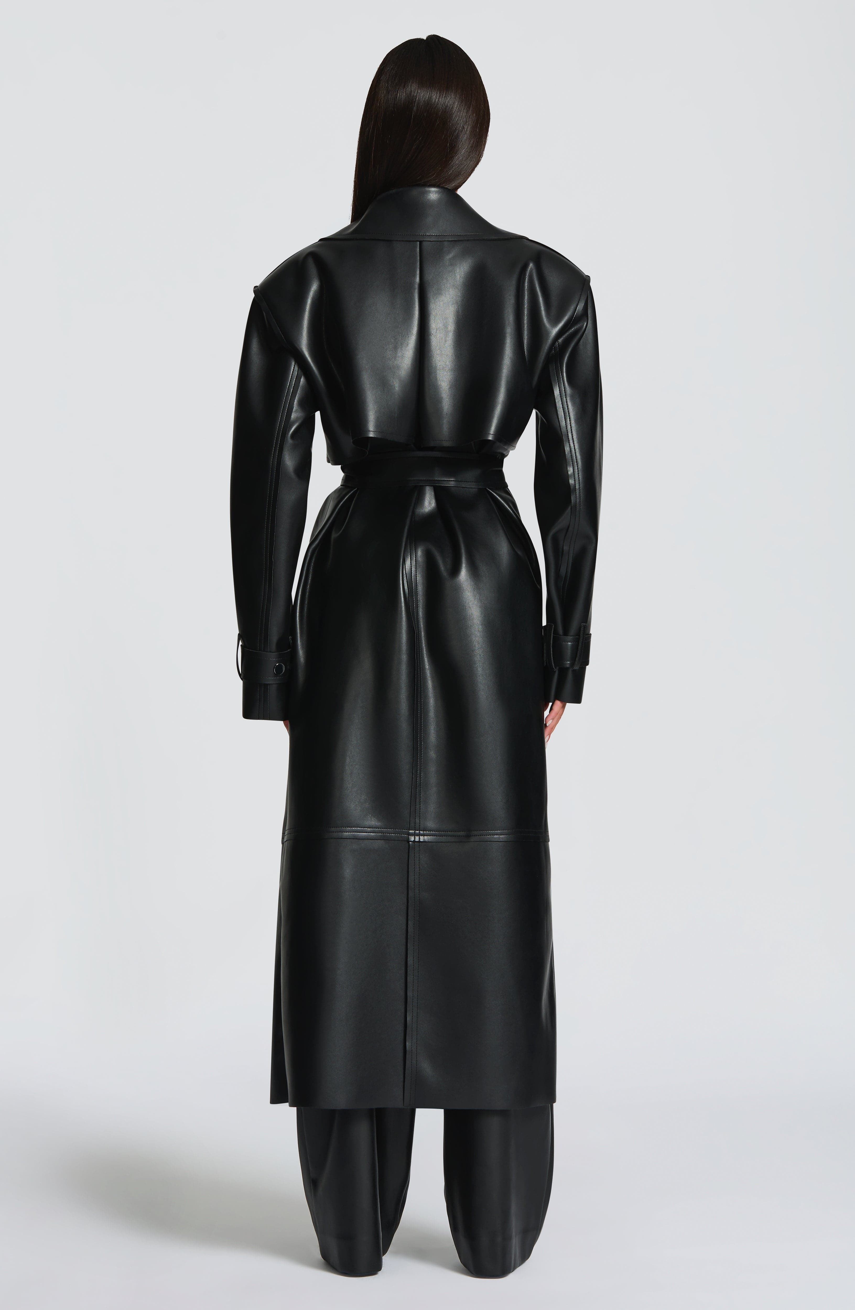 Sofía - Gabardina in Similpelle Nera