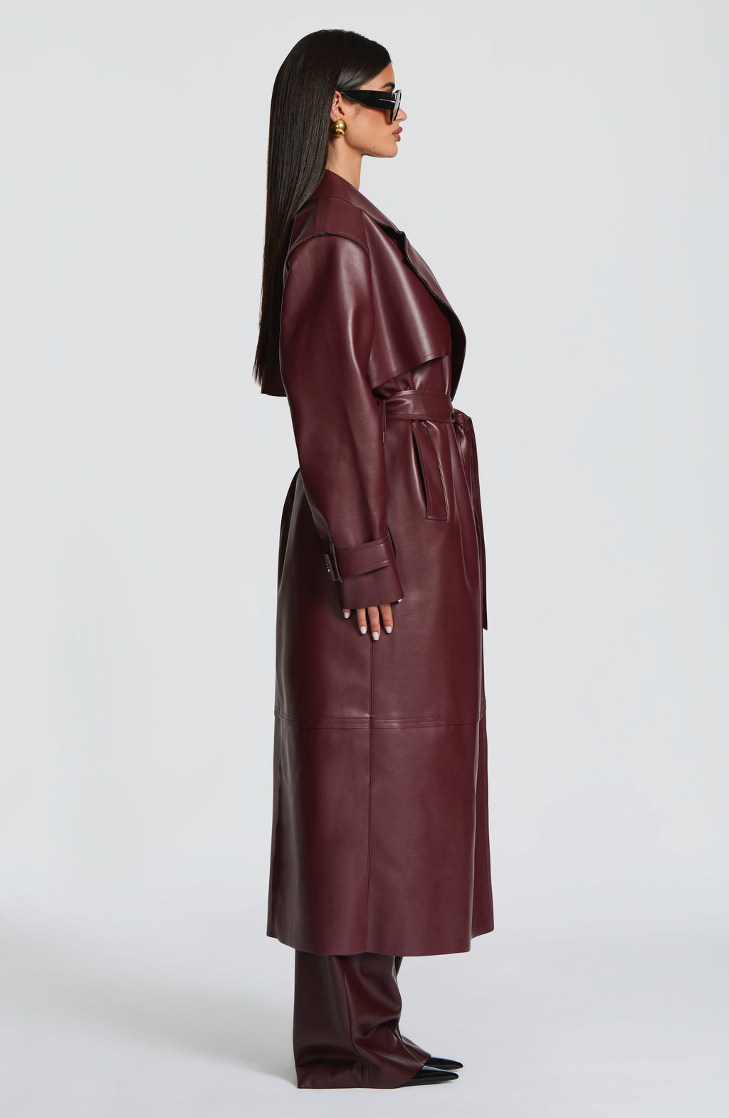 Elena - Gabardina in Similpelle Prugna