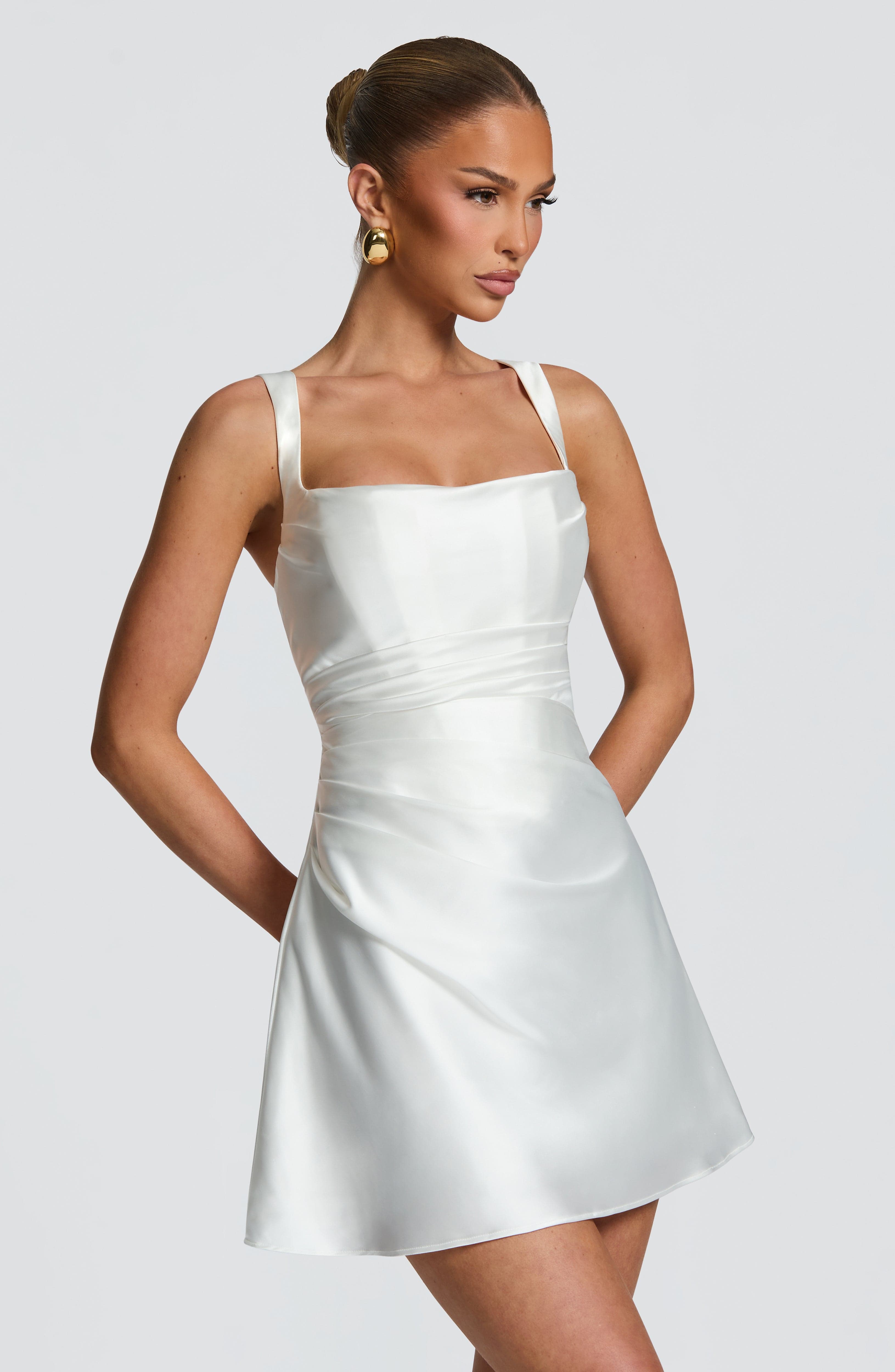 Calanthe - Abito Mini in Raso Bianco