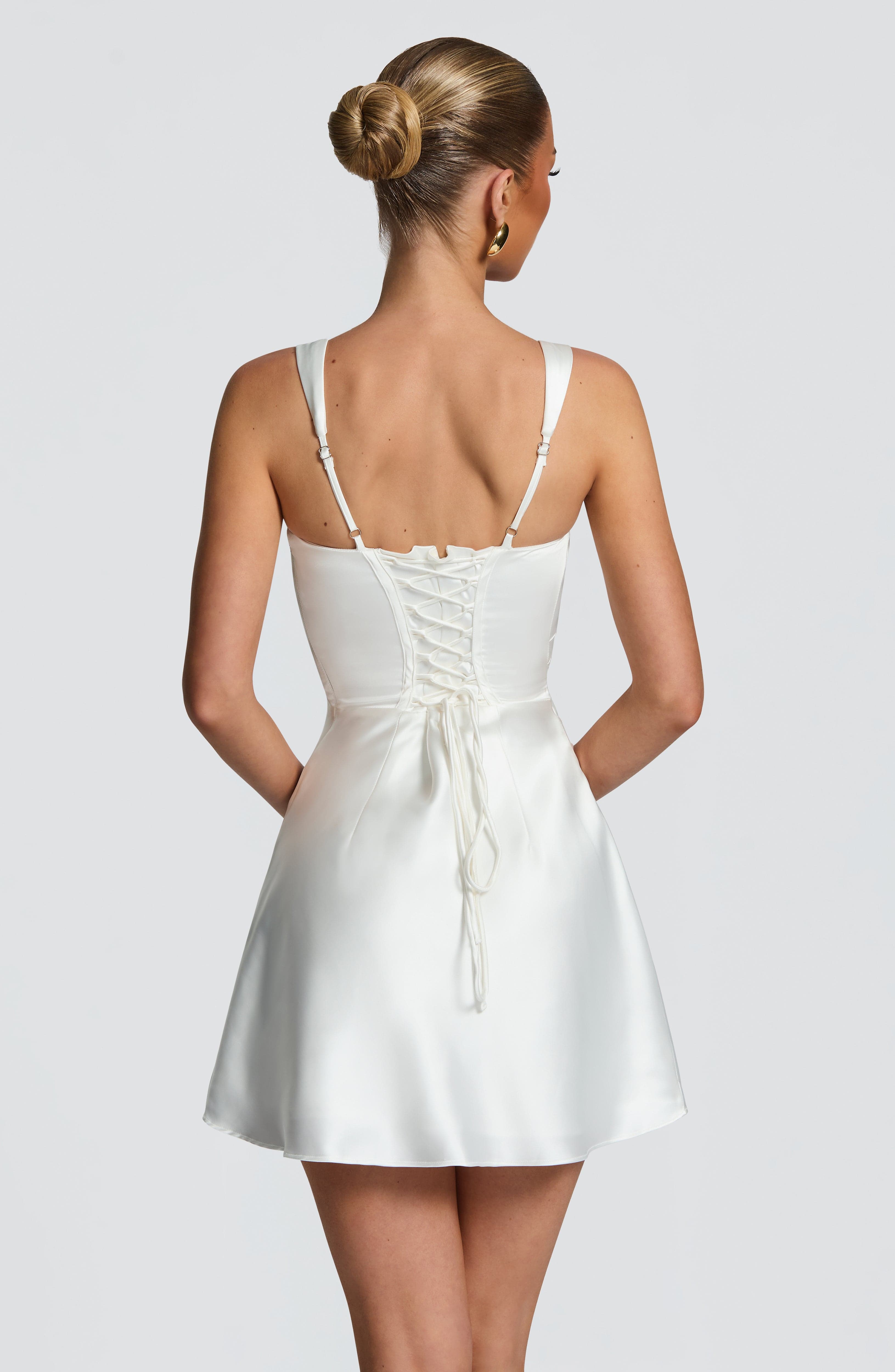 Calanthe - Abito Mini in Raso Bianco
