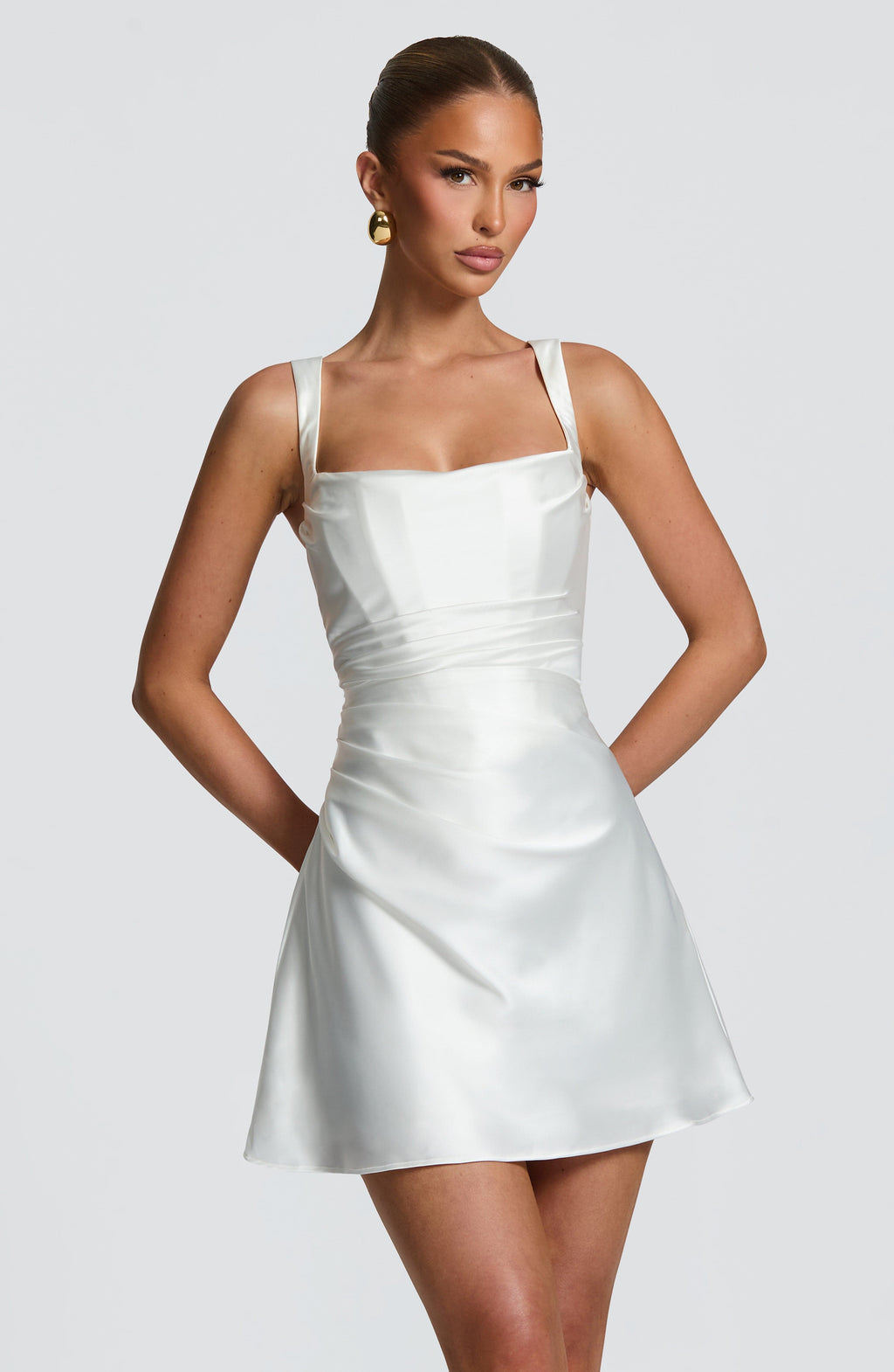Calanthe - Abito Mini in Raso Bianco