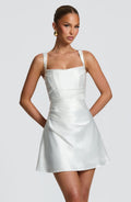 Calanthe - Abito Mini in Raso Bianco