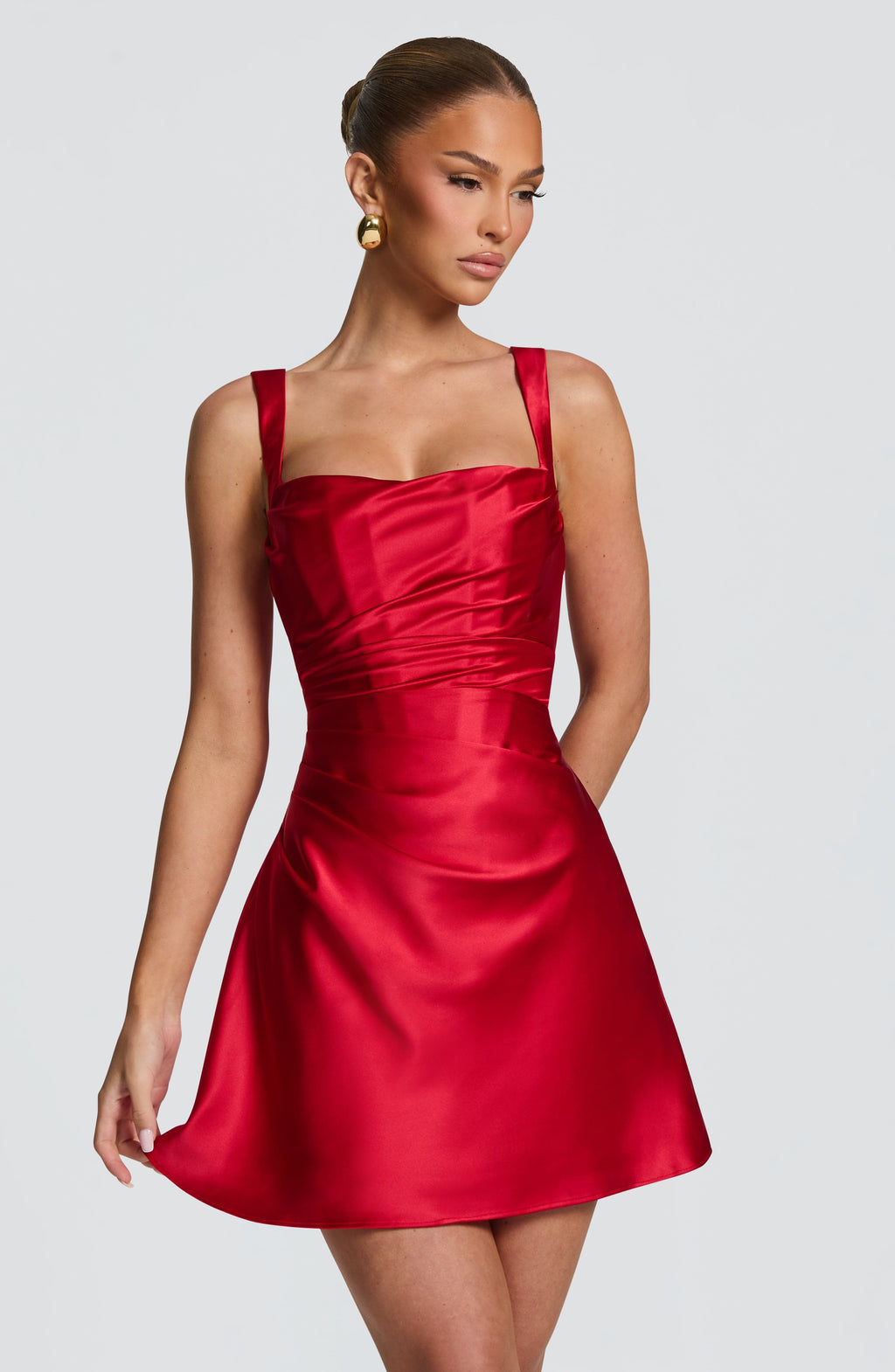 Calanthe - Abito Mini in Raso Rosso
