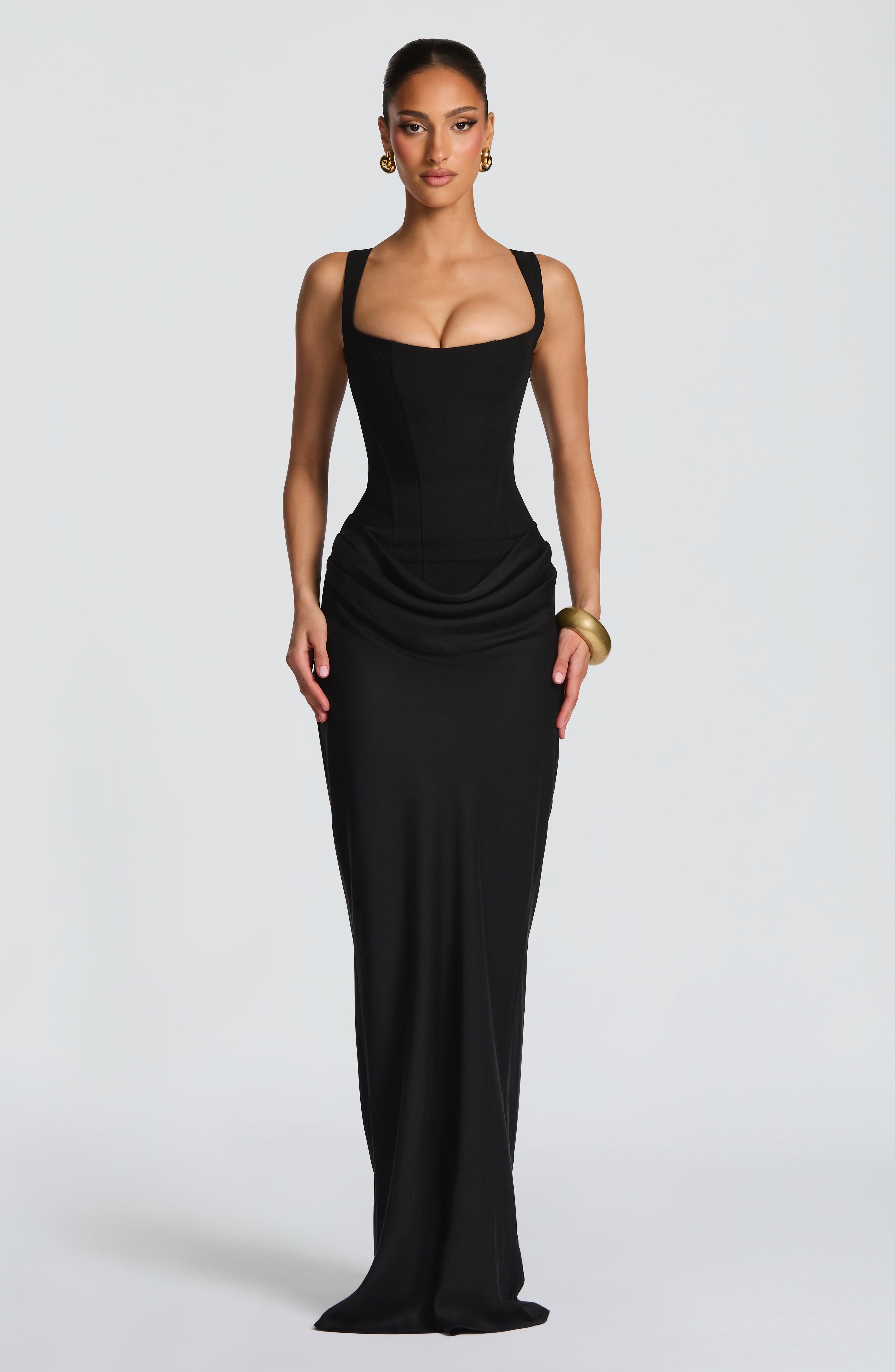 Denisa - Abito Maxi in Crêpe di Sartoria Raffinata
