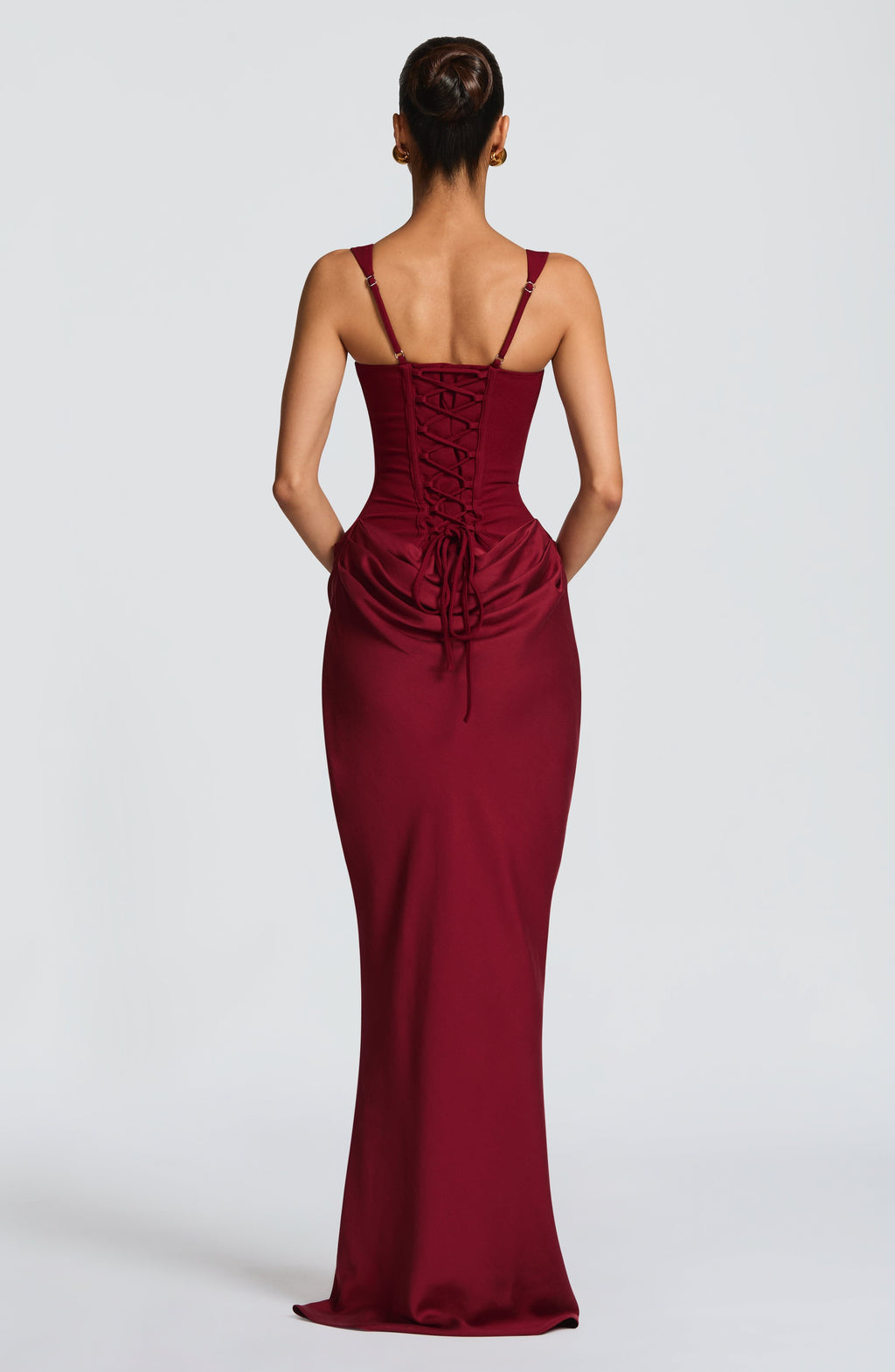 Denisa - Abito Maxi in Crêpe Bordeaux
