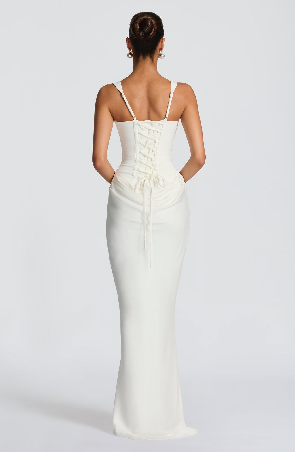 Denisa - Abito Maxi in Crêpe Avorio