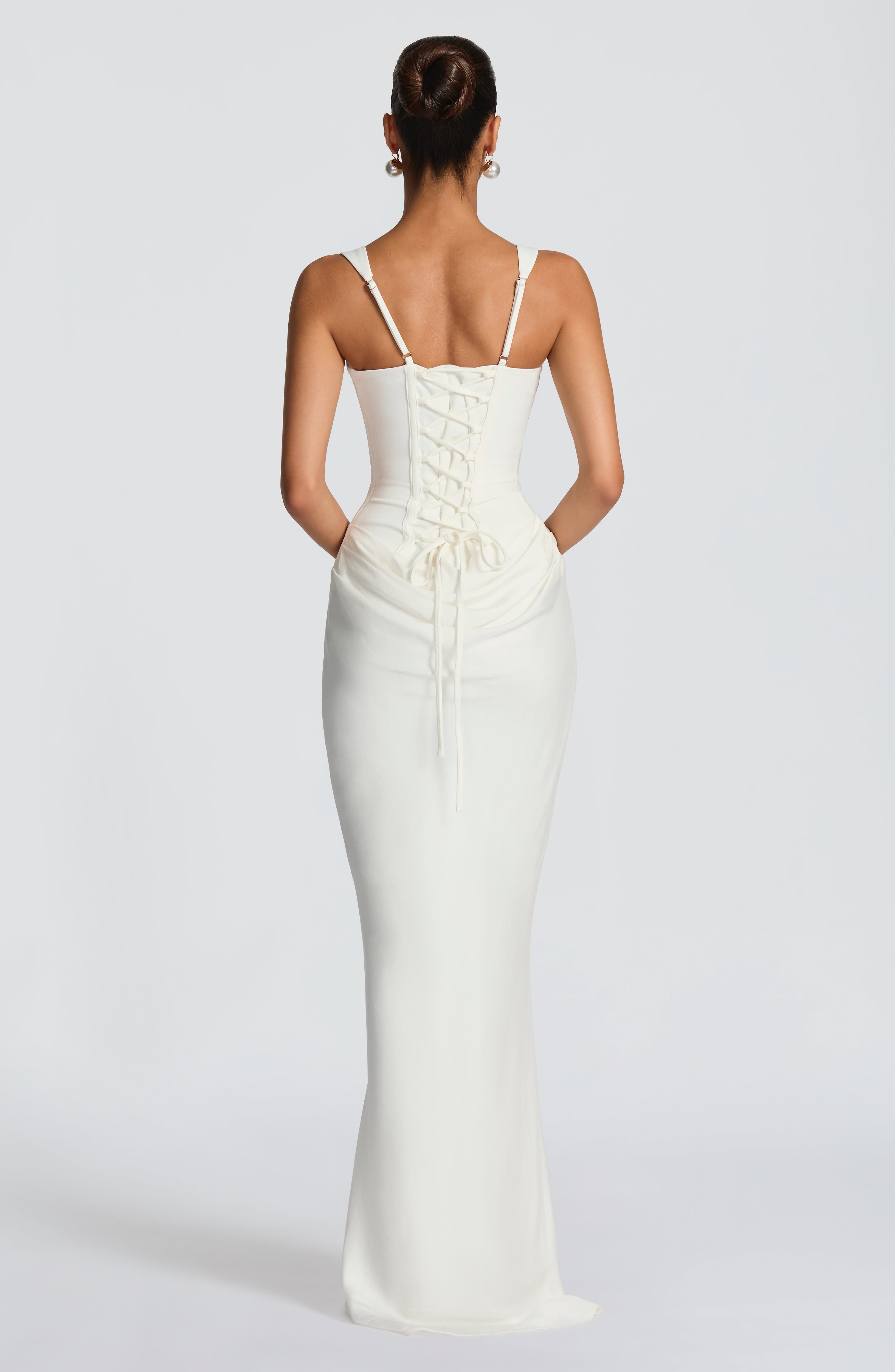 Denisa - Abito Maxi in Crêpe Avorio