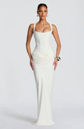 Denisa - Abito Maxi in Crêpe Avorio