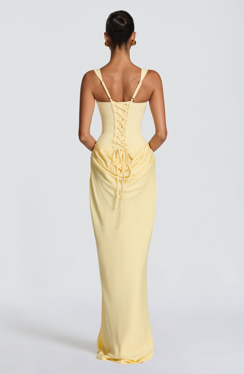 Denisa - Abito Maxi in Crêpe Giallo Limone