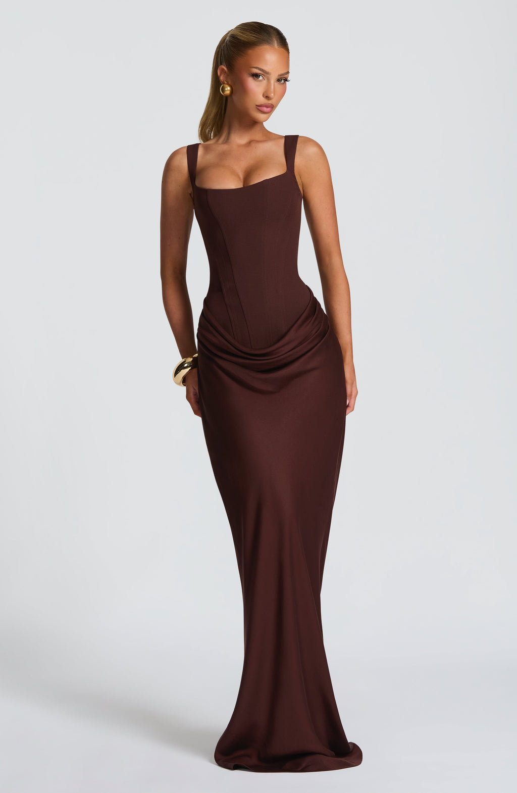Denisa - Abito Maxi in Crêpe Prugna