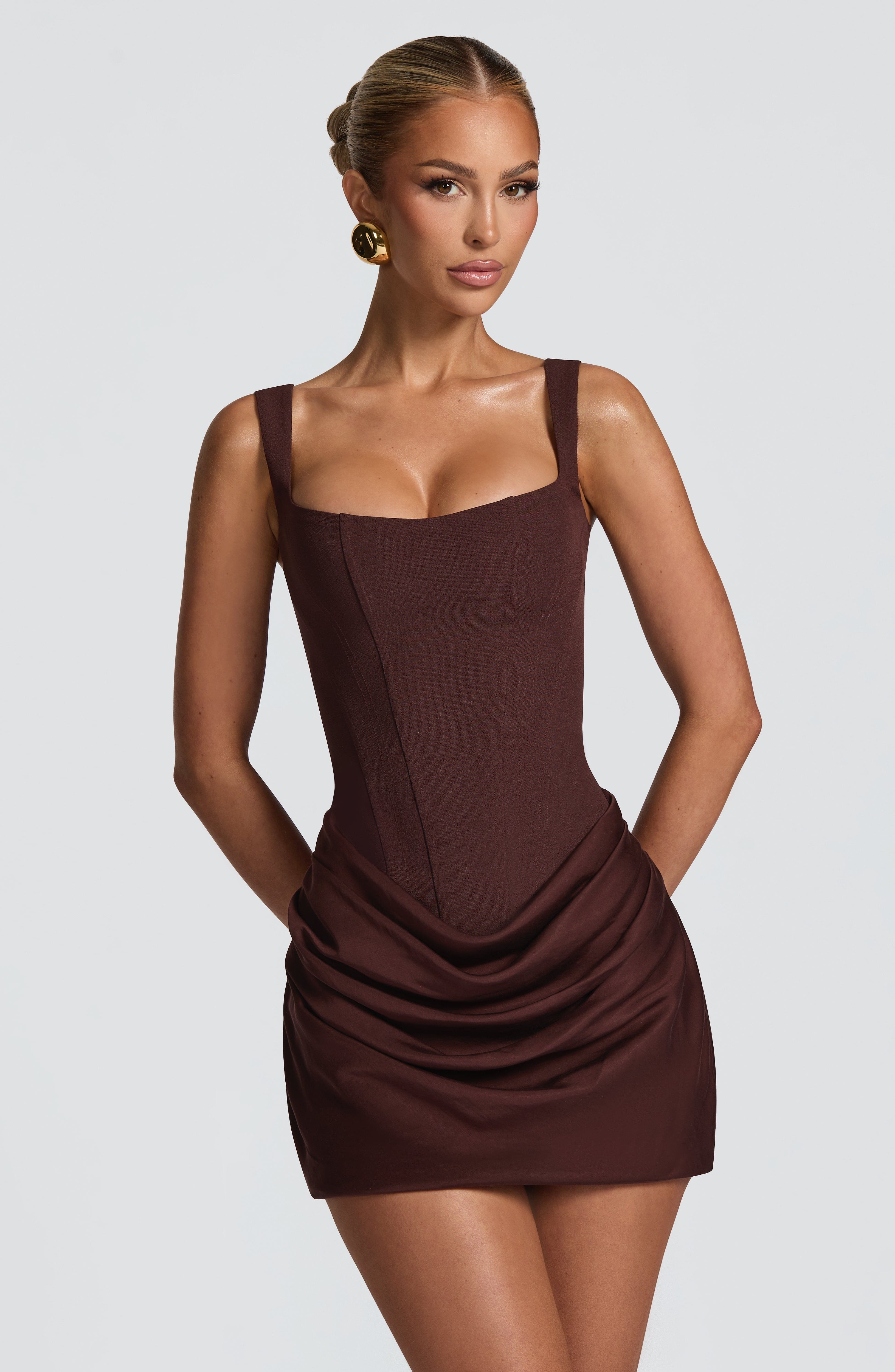 Regina - Abito Mini in Crêpe e Lyocell Prugna