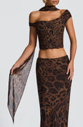 Freda - Foulard in Chiffon con Stampa Leopardo