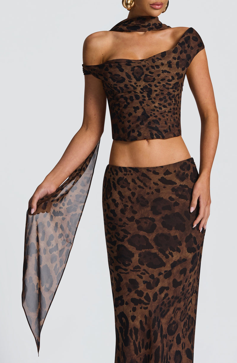 Freda - Foulard in Chiffon con Stampa Leopardo