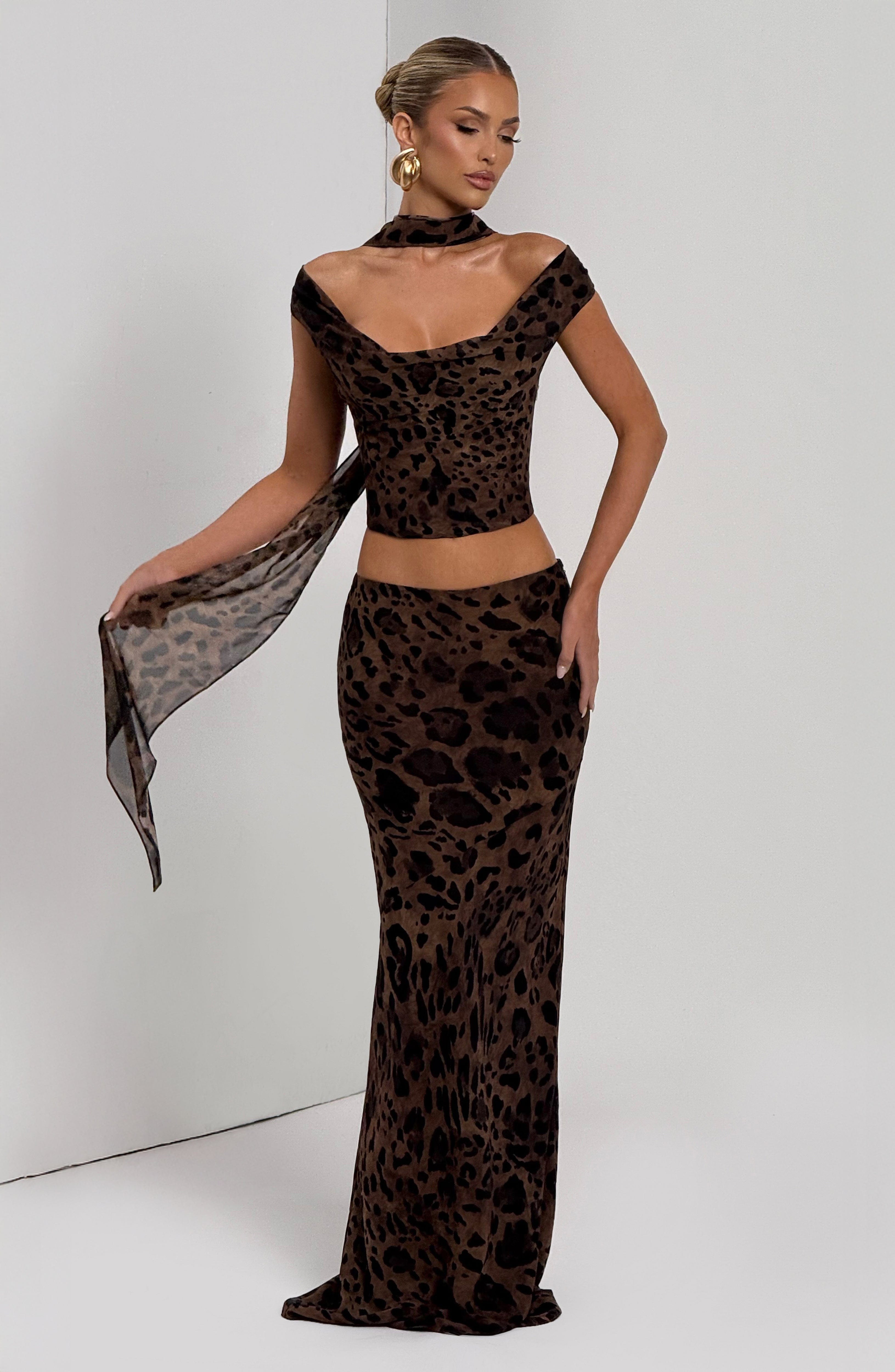Freda - Foulard in Chiffon con Stampa Leopardo