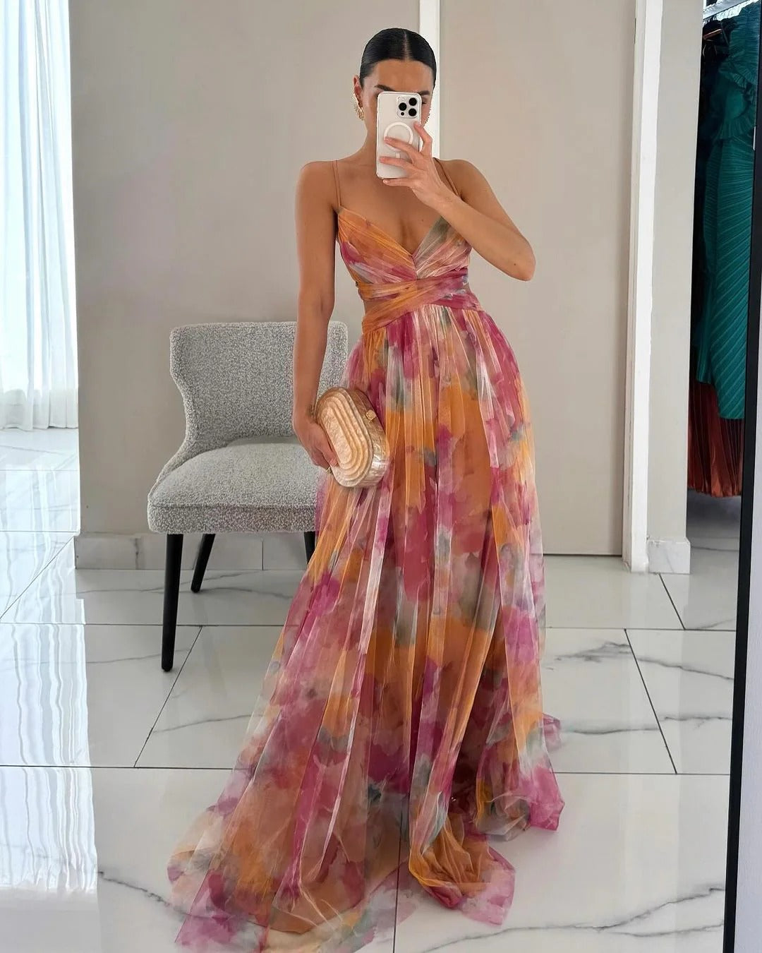 Aitana - Abito da Gala in Georgette Floreale