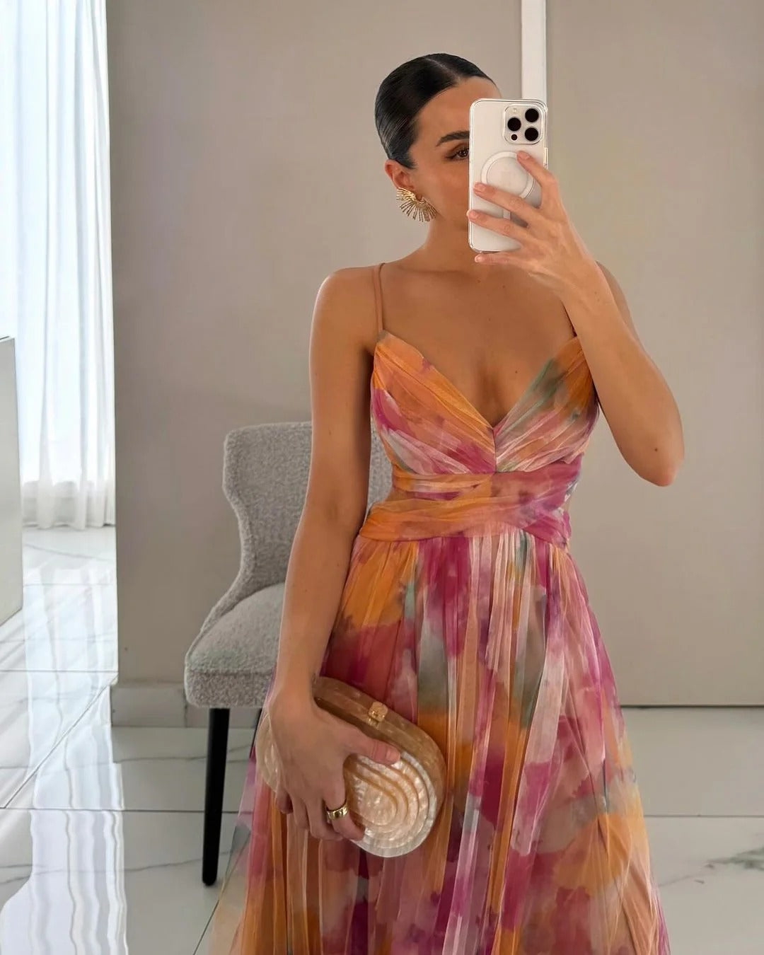 Aitana - Abito da Gala in Georgette Floreale