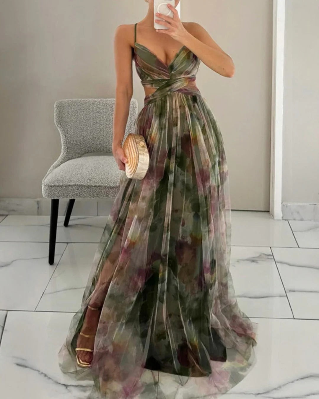 Aitana - Abito da Gala in Georgette Floreale