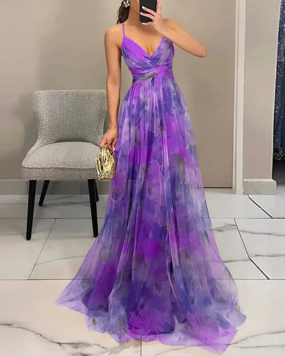 Aitana - Abito da Gala in Georgette Floreale