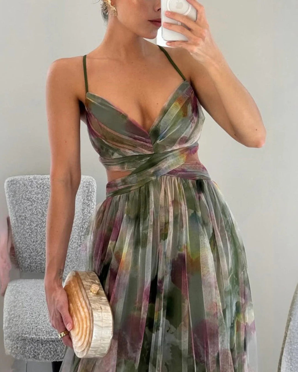 Aitana - Abito da Gala in Georgette Floreale