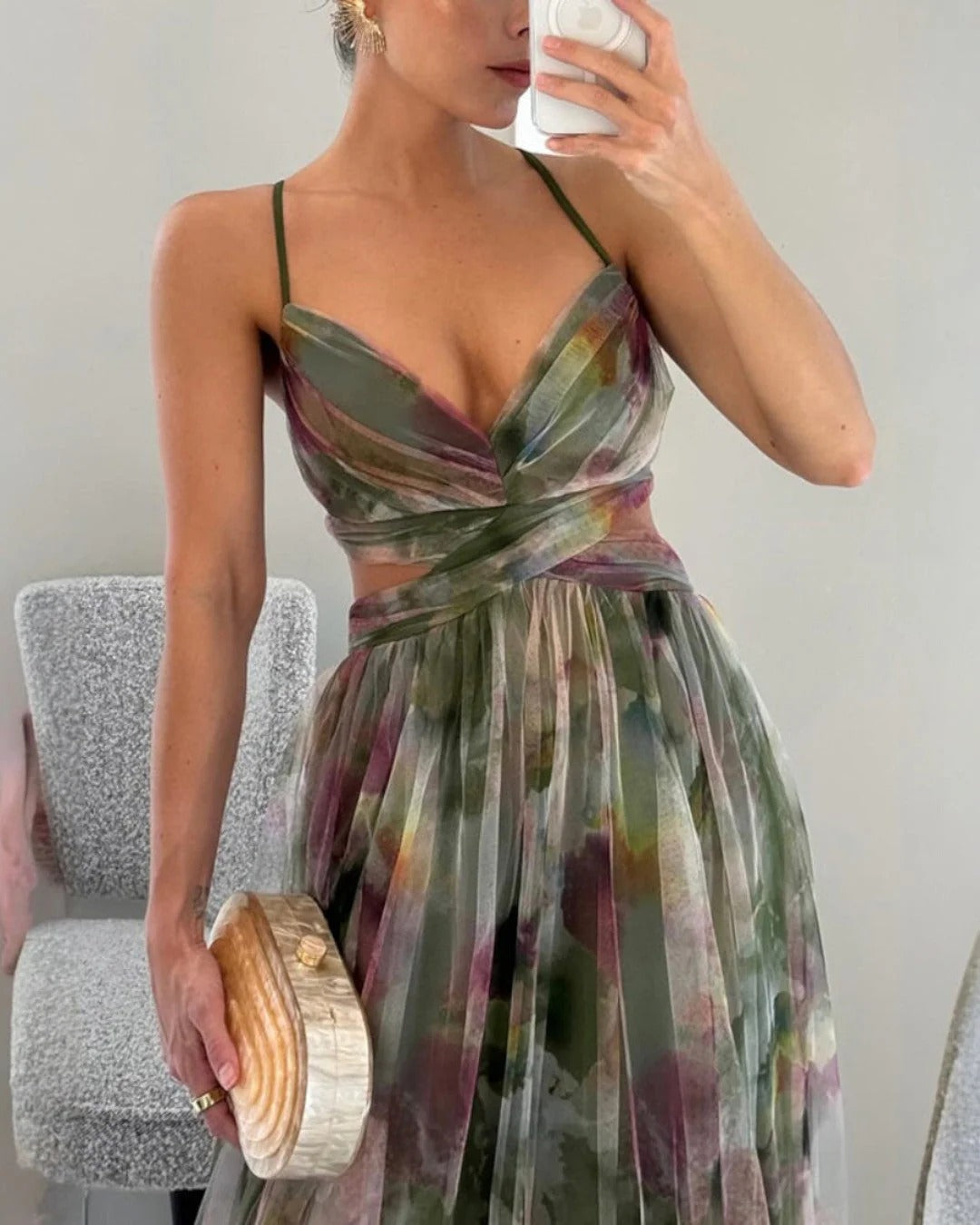 Aitana - Abito da Gala in Georgette Floreale