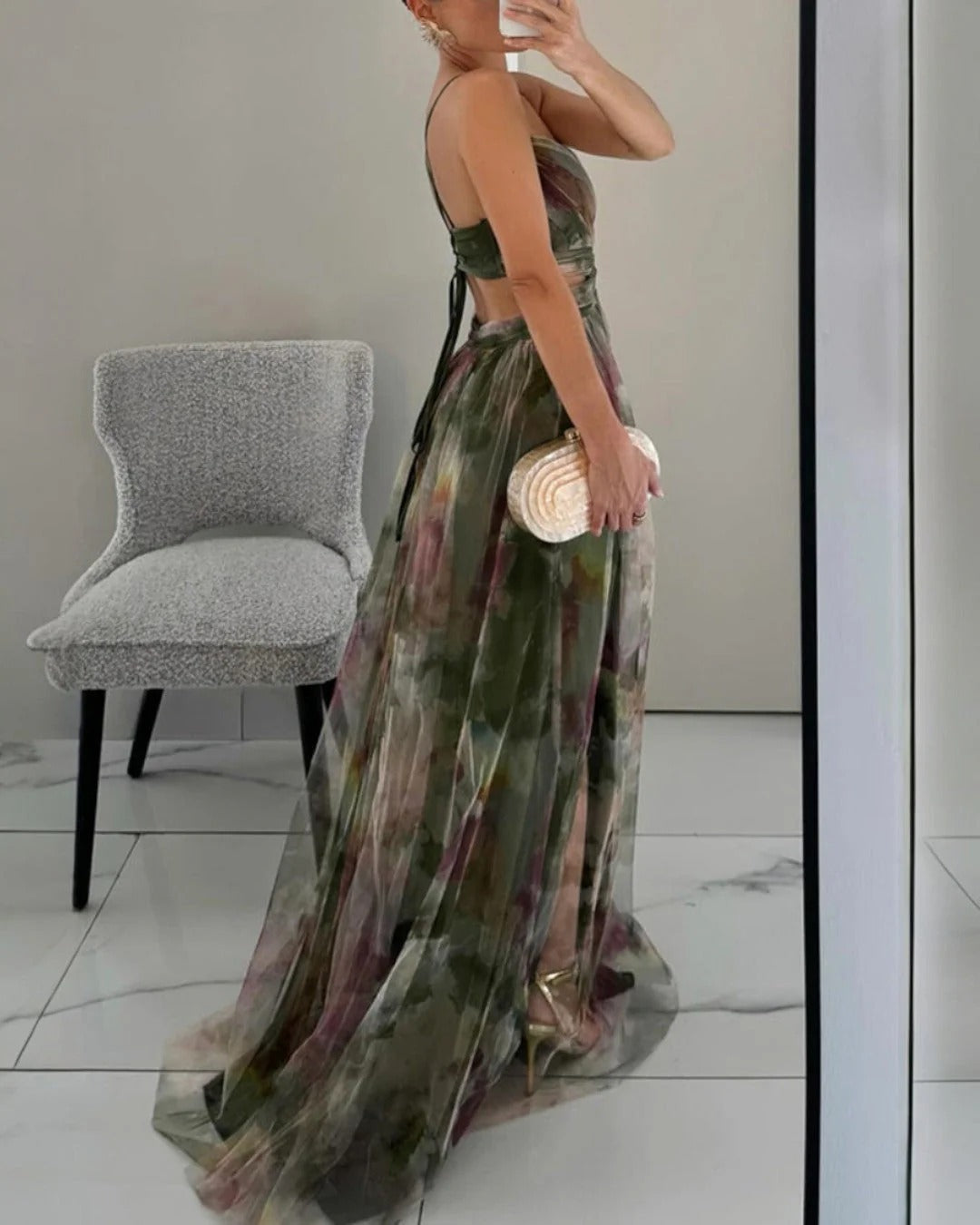 Aitana - Abito da Gala in Georgette Floreale