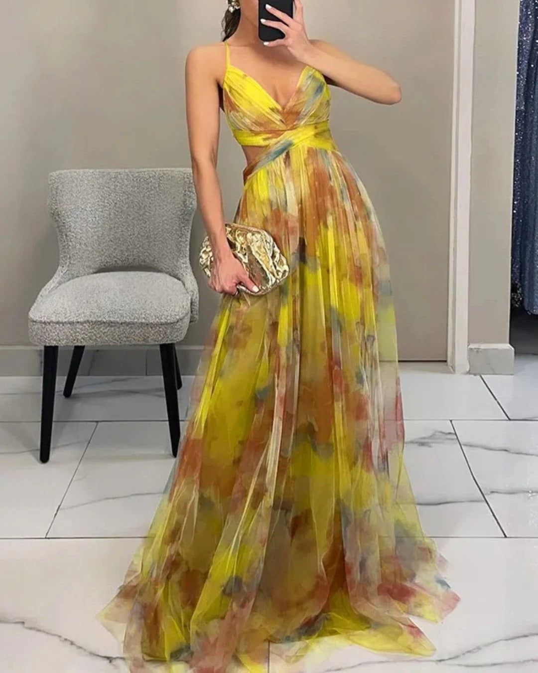 Aitana - Abito da Gala in Georgette Floreale