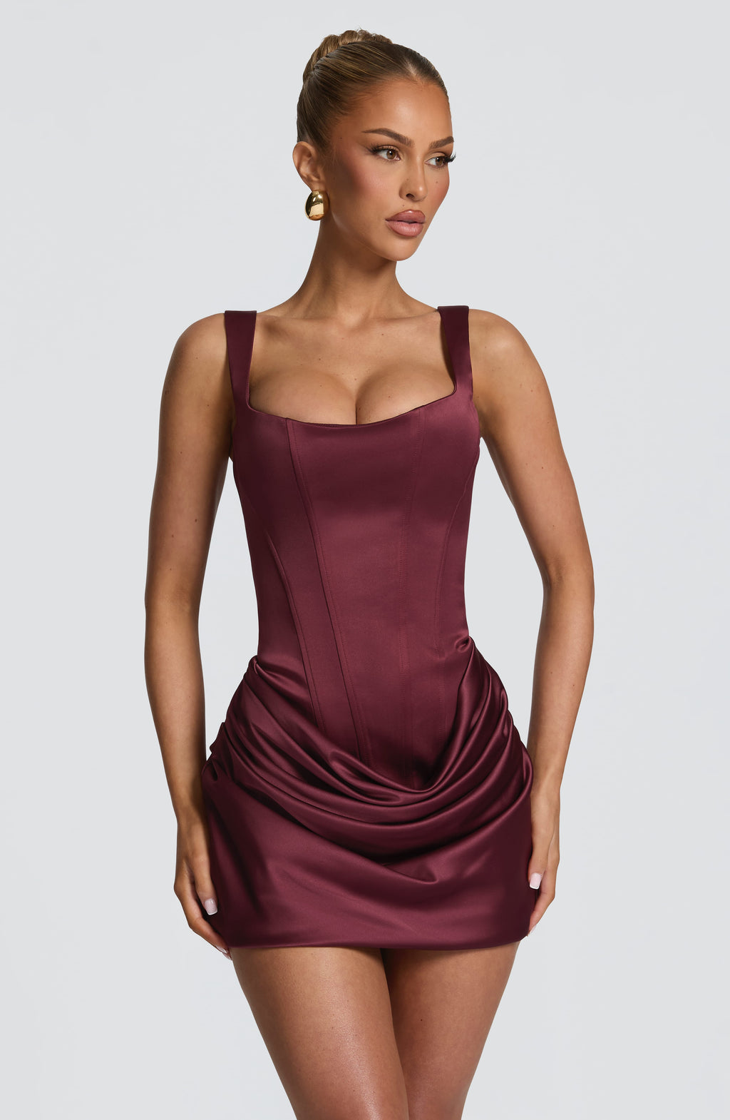 Imogen - Abito Mini in Raso Rosso Ciliegia