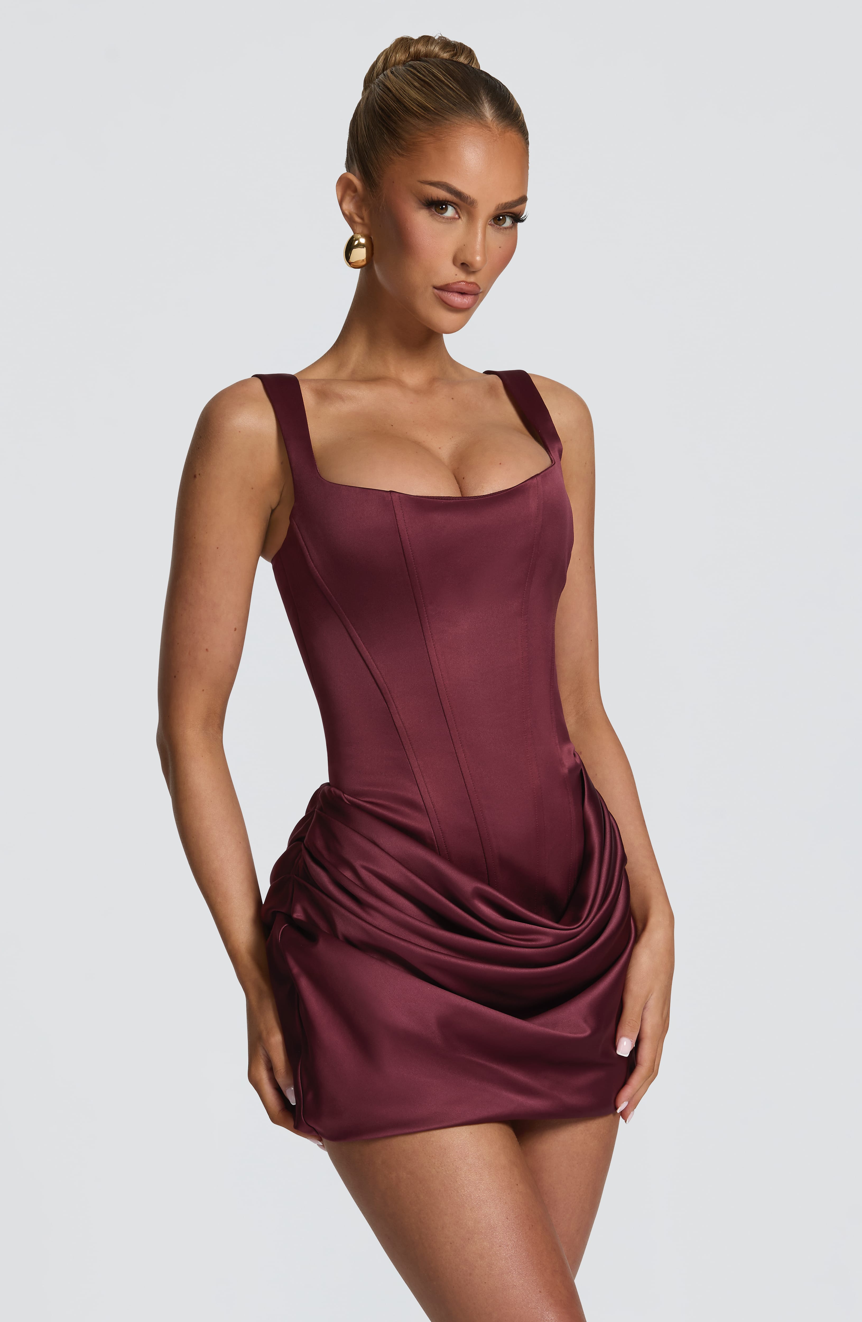Imogen - Abito Mini in Raso Rosso Ciliegia