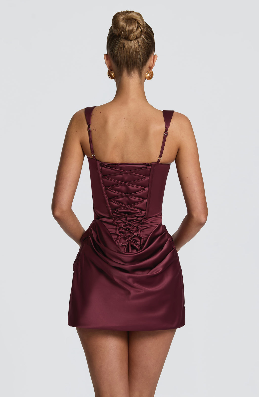Imogen - Abito Mini in Raso Rosso Ciliegia