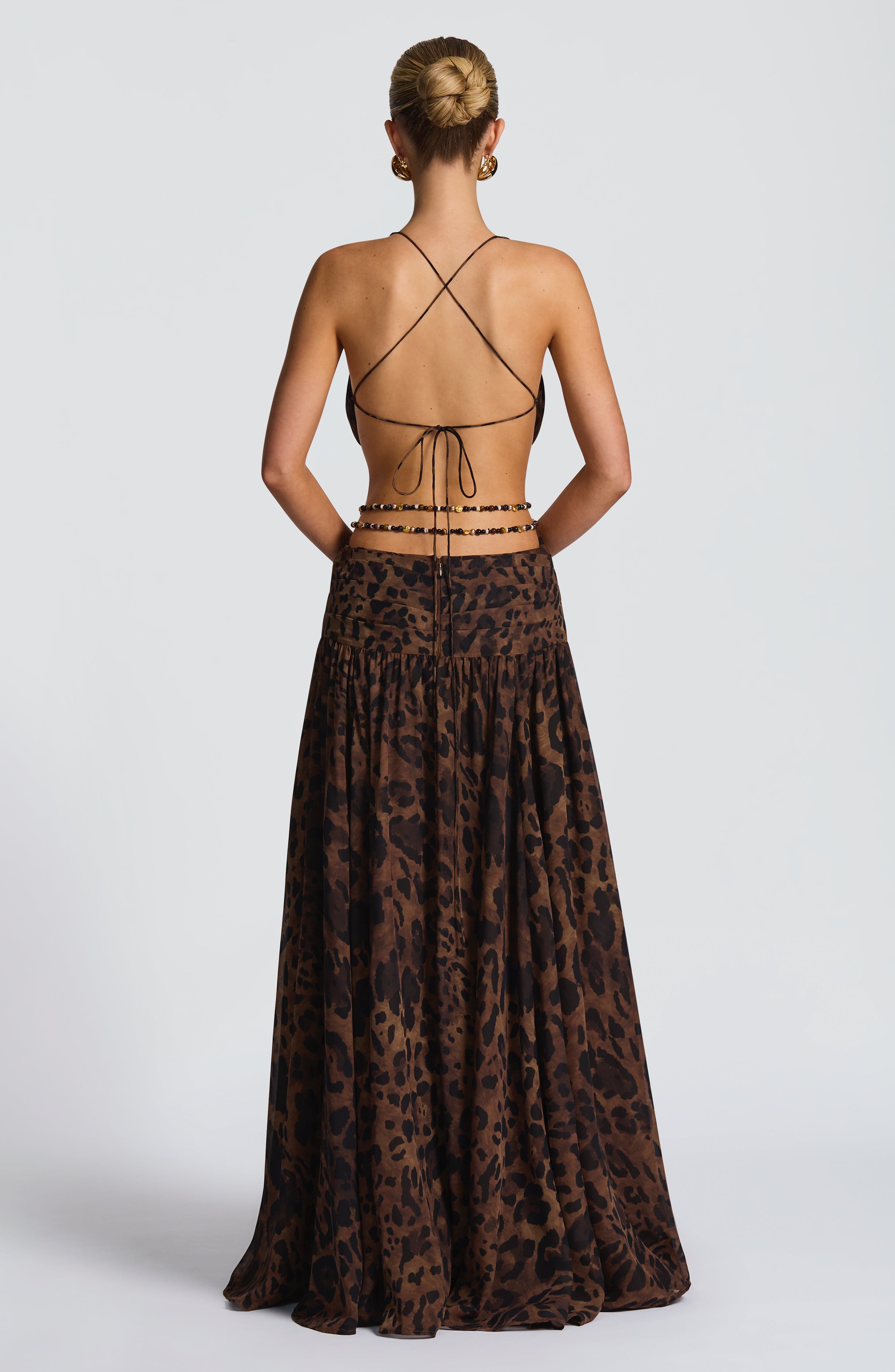Indianna - Abito Maxi Plissettato con Schiena Scoperta