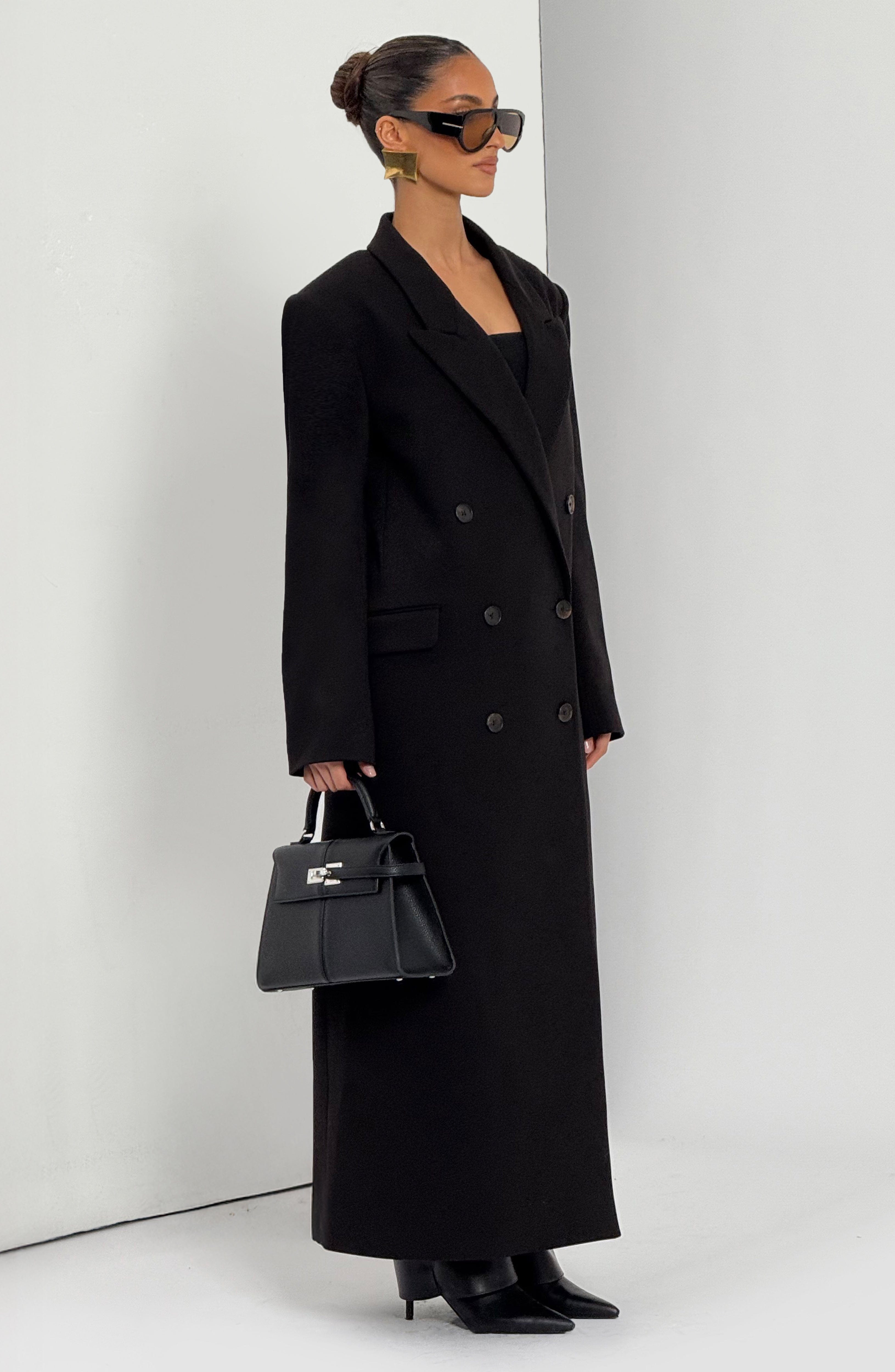 Daniela - Cappotto Lungo Strutturato Nero