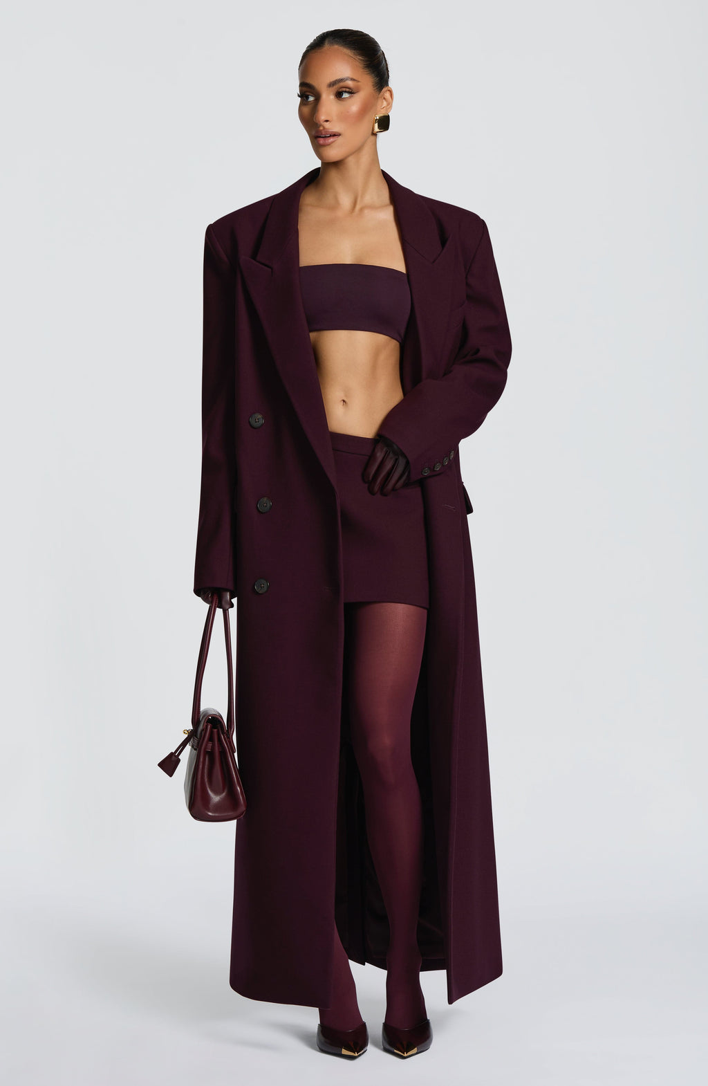 Jimena - Cappotto Lungo Strutturato Prugna