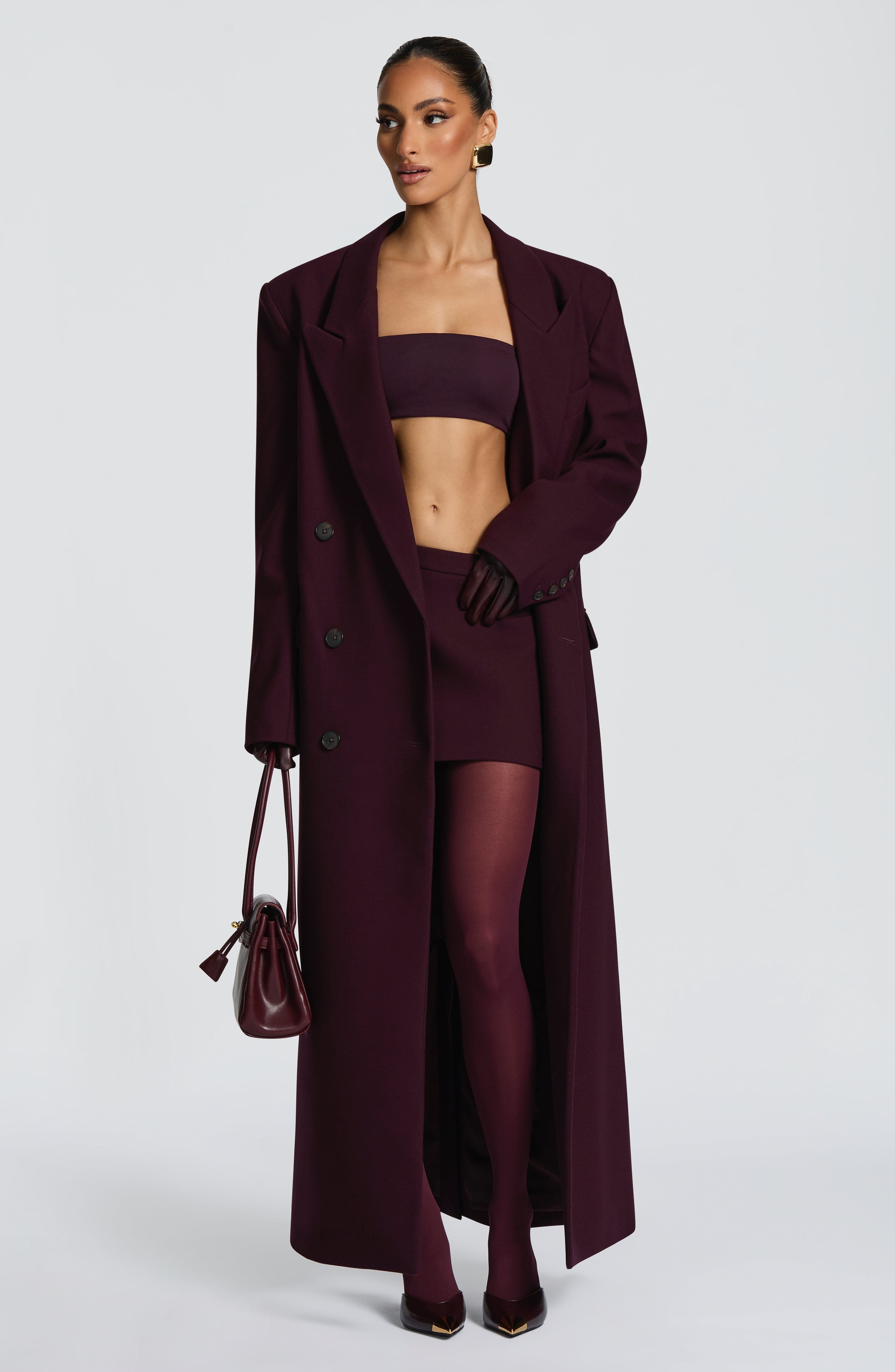 Jimena - Cappotto Lungo Strutturato Prugna