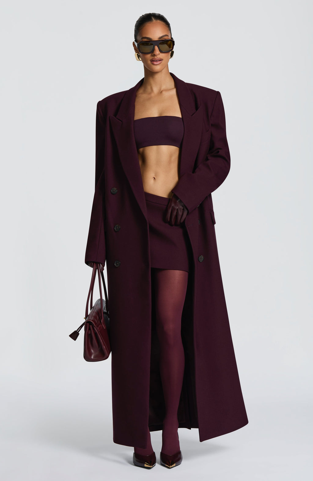 Jimena - Cappotto Lungo Strutturato Prugna