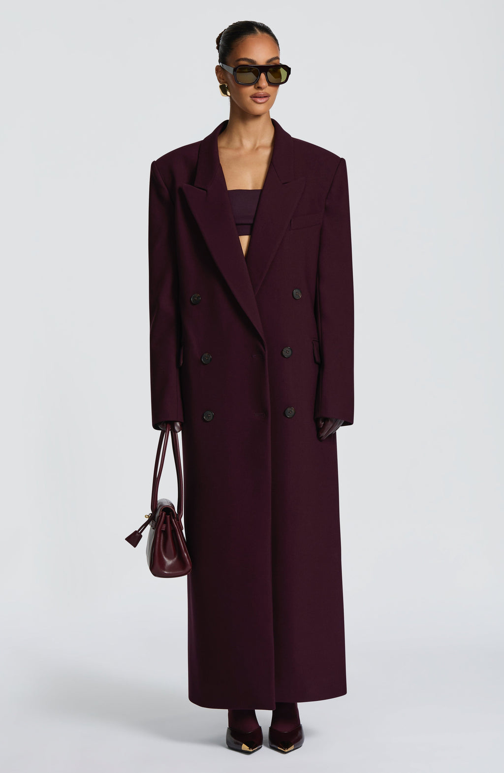Jimena - Cappotto Lungo Strutturato Prugna